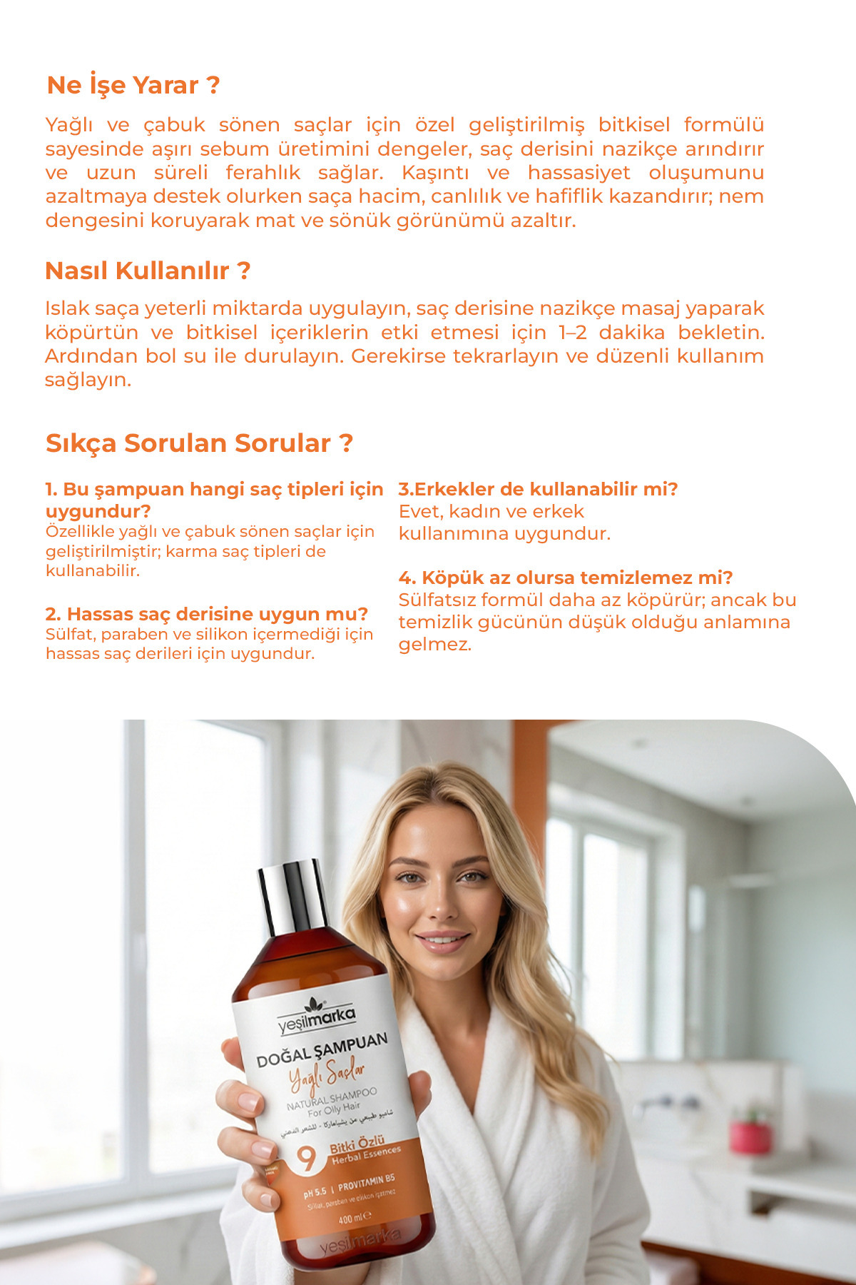 Doğal Şampuan- Yağlı Saçlar- Sirke Içerikli- Vegan- Organik Içerikli- Sebum Dengeleyici — 8682022620019 — تصویر 5 از 5