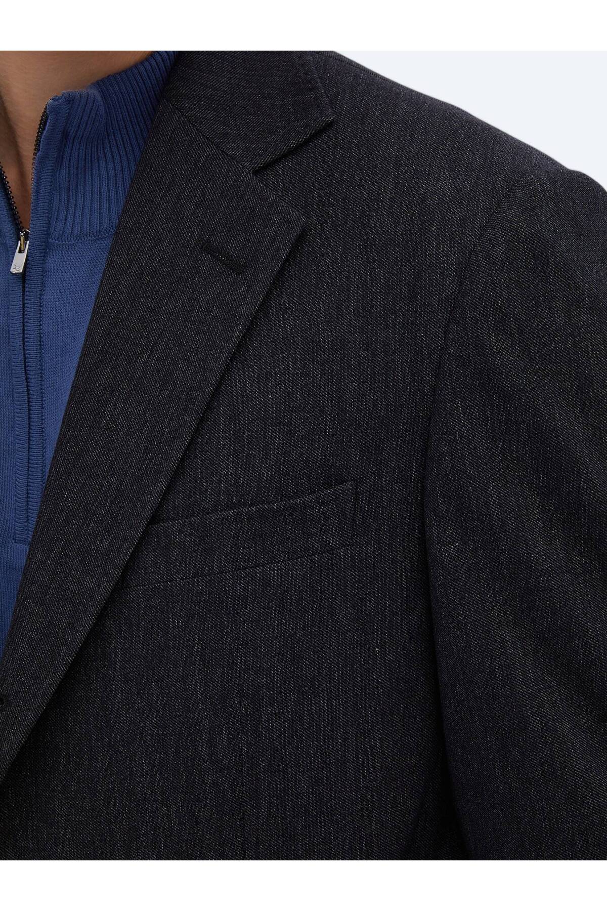 Kip Siyah Düz Modern Fit Pamuk Karışımlı Takım Elbise görsel 6