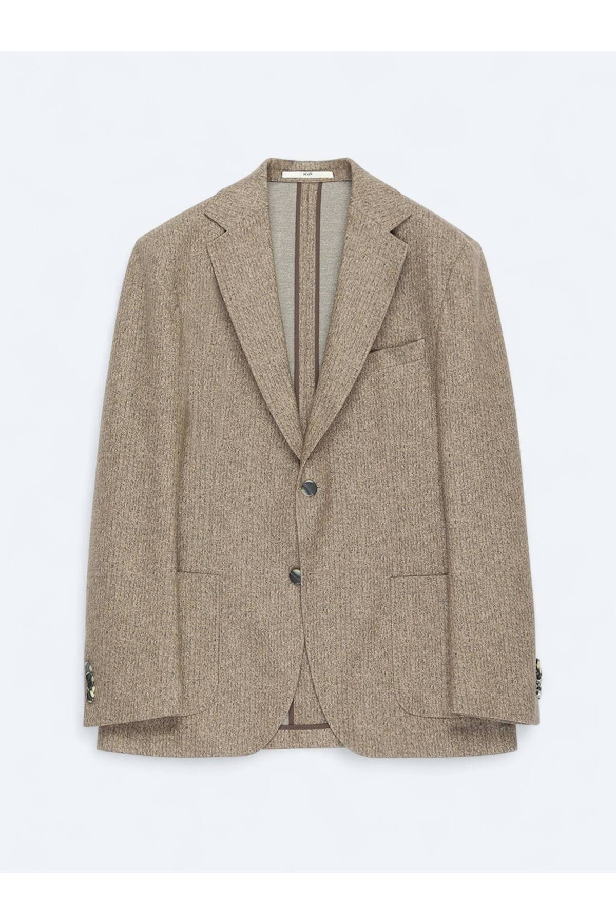 Kip  Kahverengi Baskılı Modern Fit Örme Ceket - Görsel 7