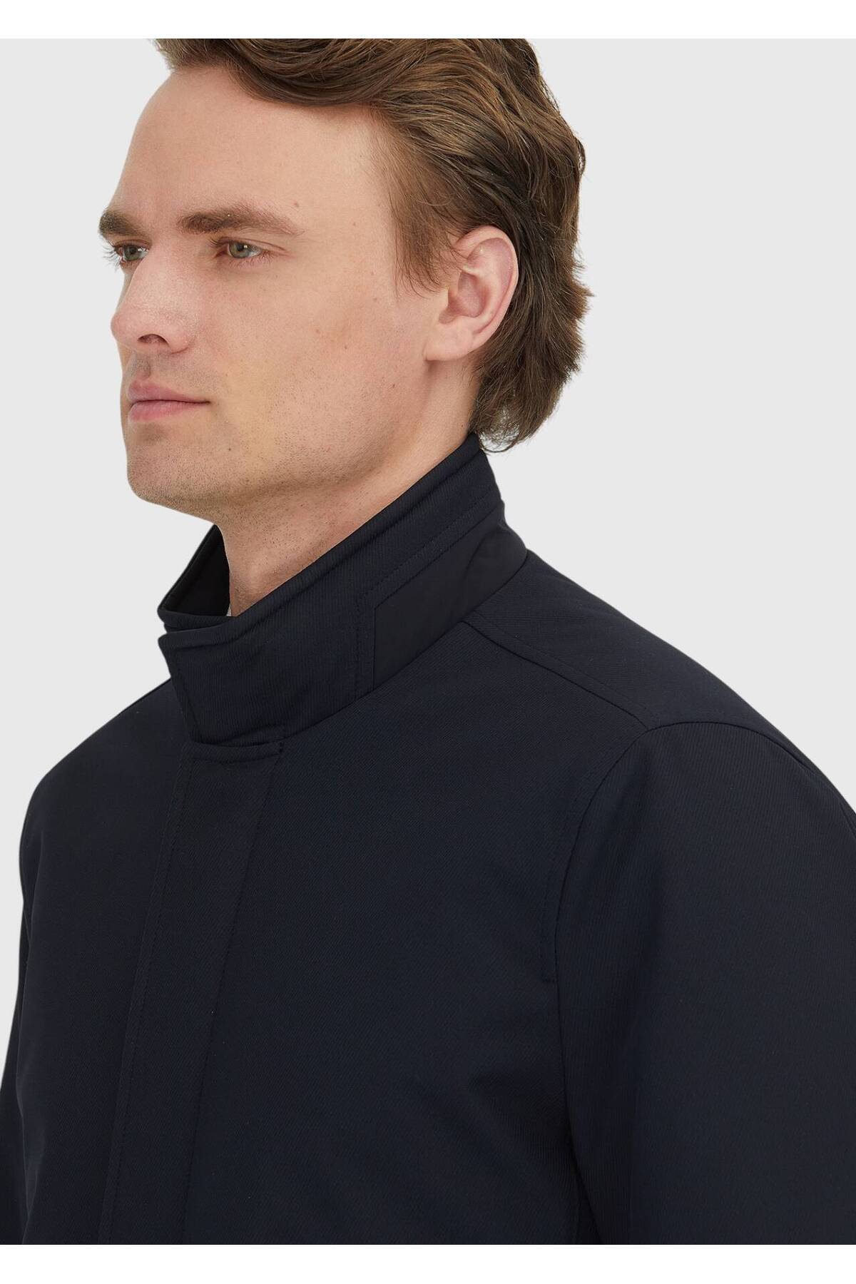 Ramsey Lacivert Regular Fit Dik Yaka Casual Dokuma Kaban görsel 5