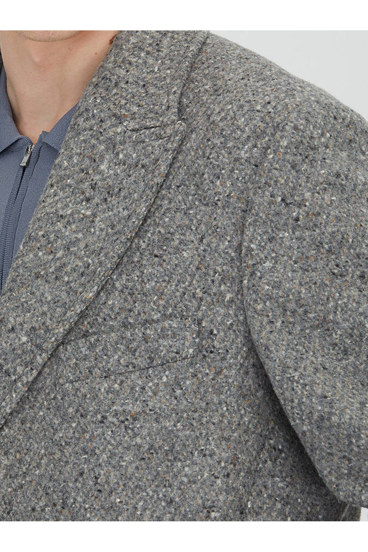 Kip  Vizon Regular Fit Kelebek Yaka Klasik Dokuma Palto - Görsel 3