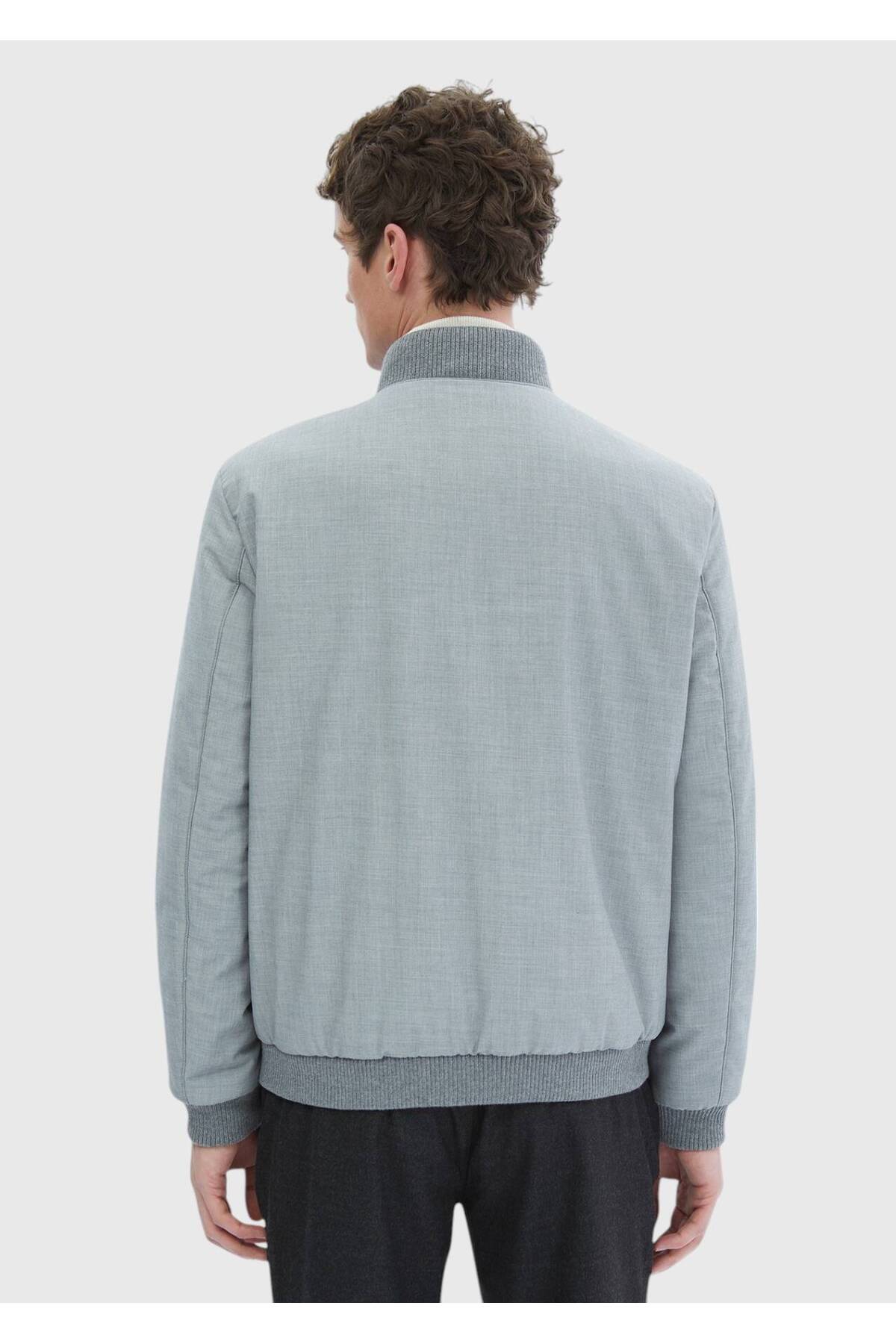 Ramsey  Gri Regular Fit Dik Yaka Casual Dokuma Mont - Görsel 7