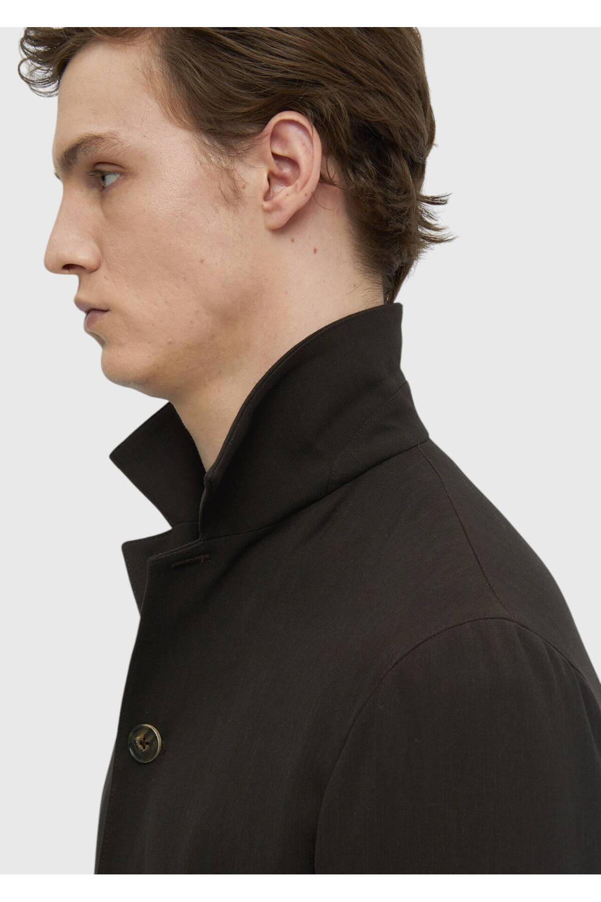 Ramsey  Koyu Kahve Düz Comfort Fit Yün Karışımlı Takım Elbise - Görsel 7