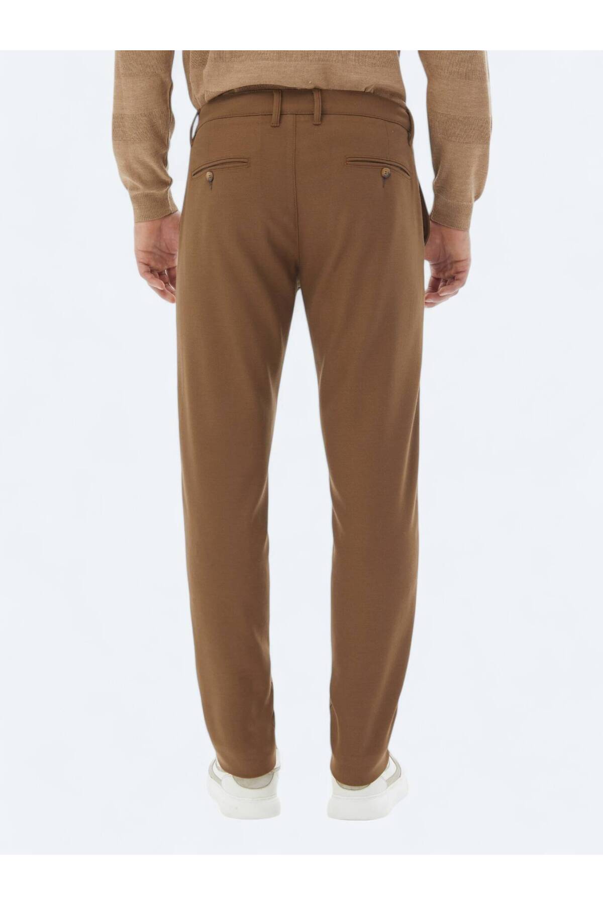 Kip Kahverengi Dokuma Slim Fit Casual Pantolon görsel 5