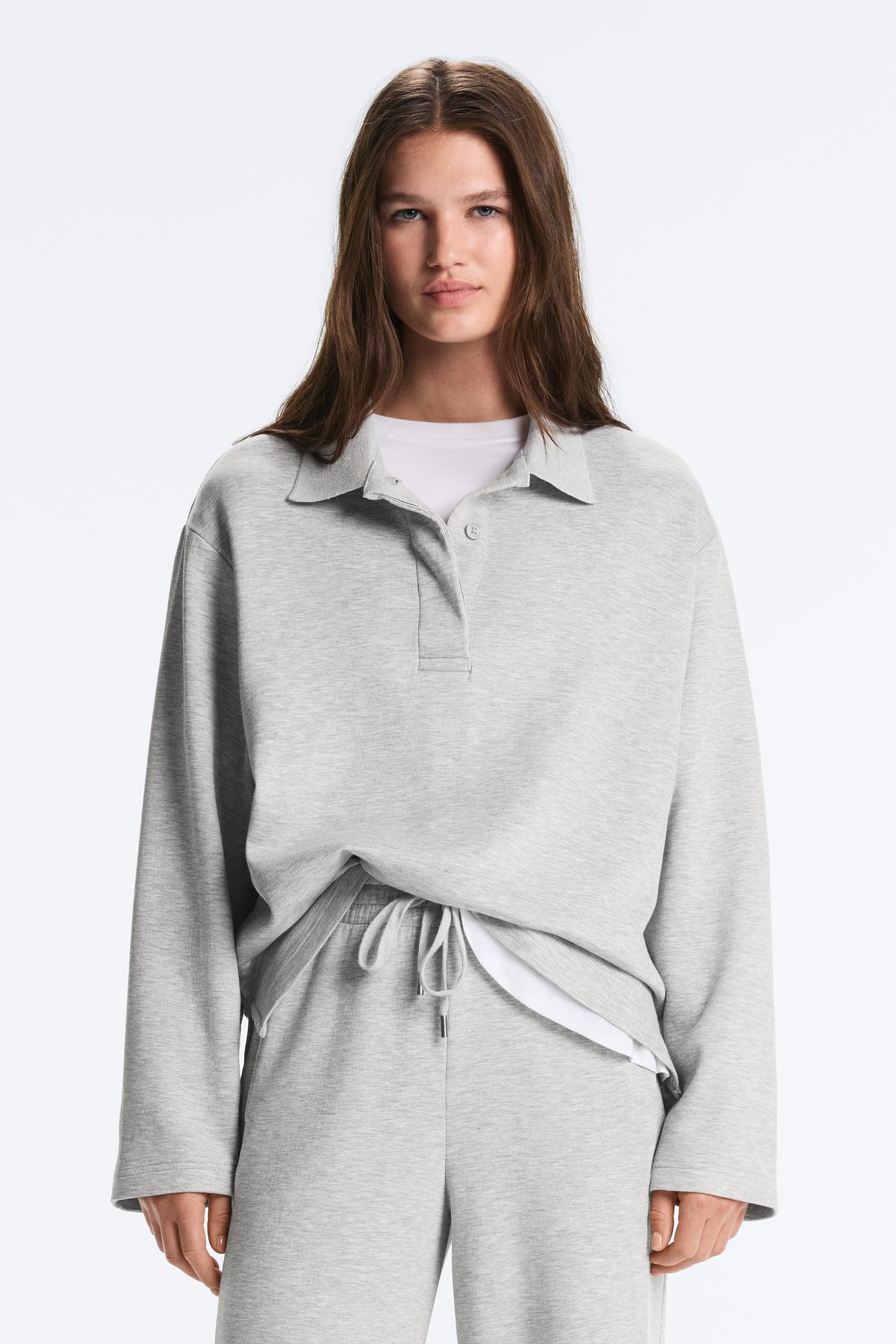 Oysho  Melanj pikeli uzun kollu polo t-shirt