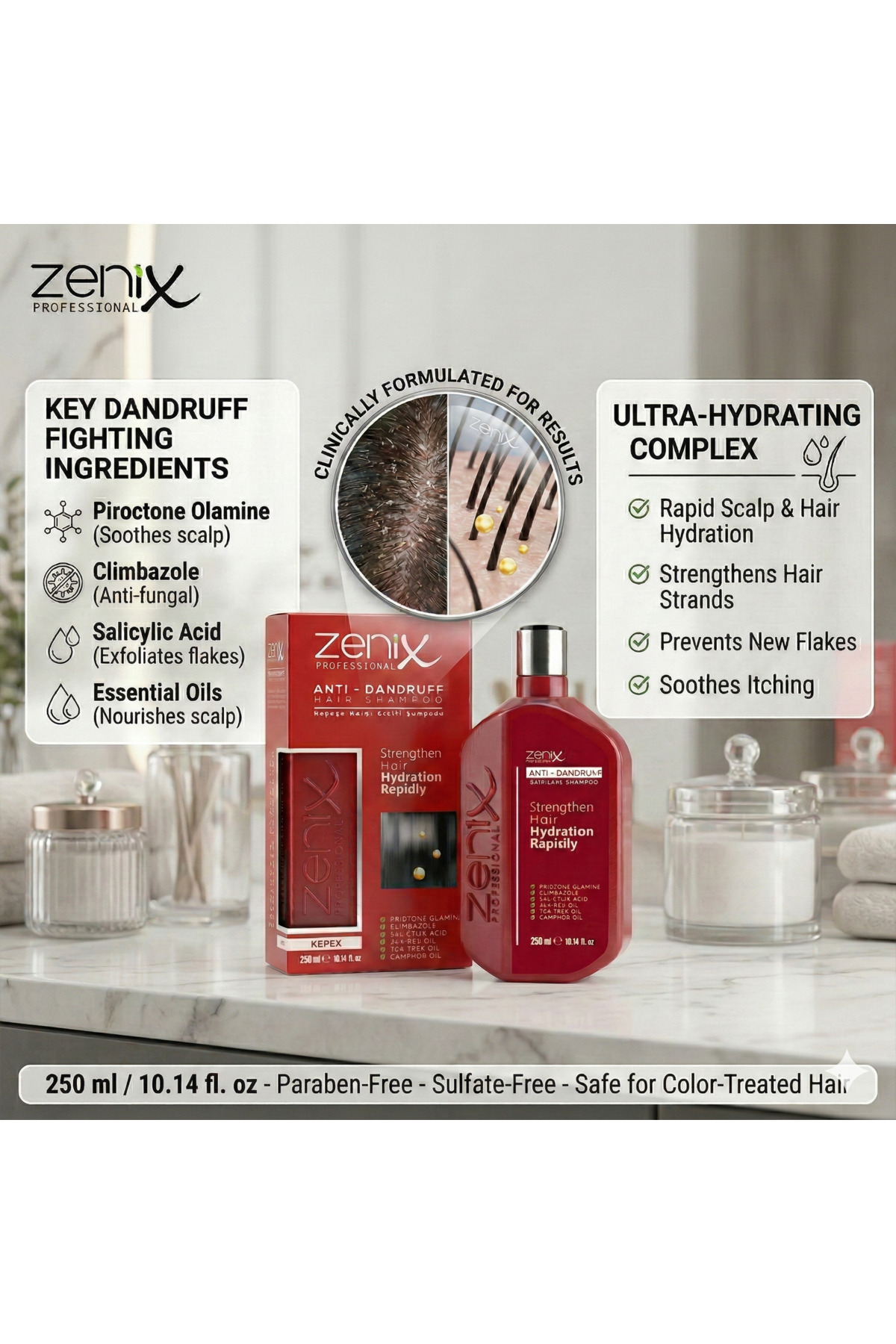 Zenix Anti Dandruff Kepek Karşıtı Şampuan 250 ml & kepek gidrici