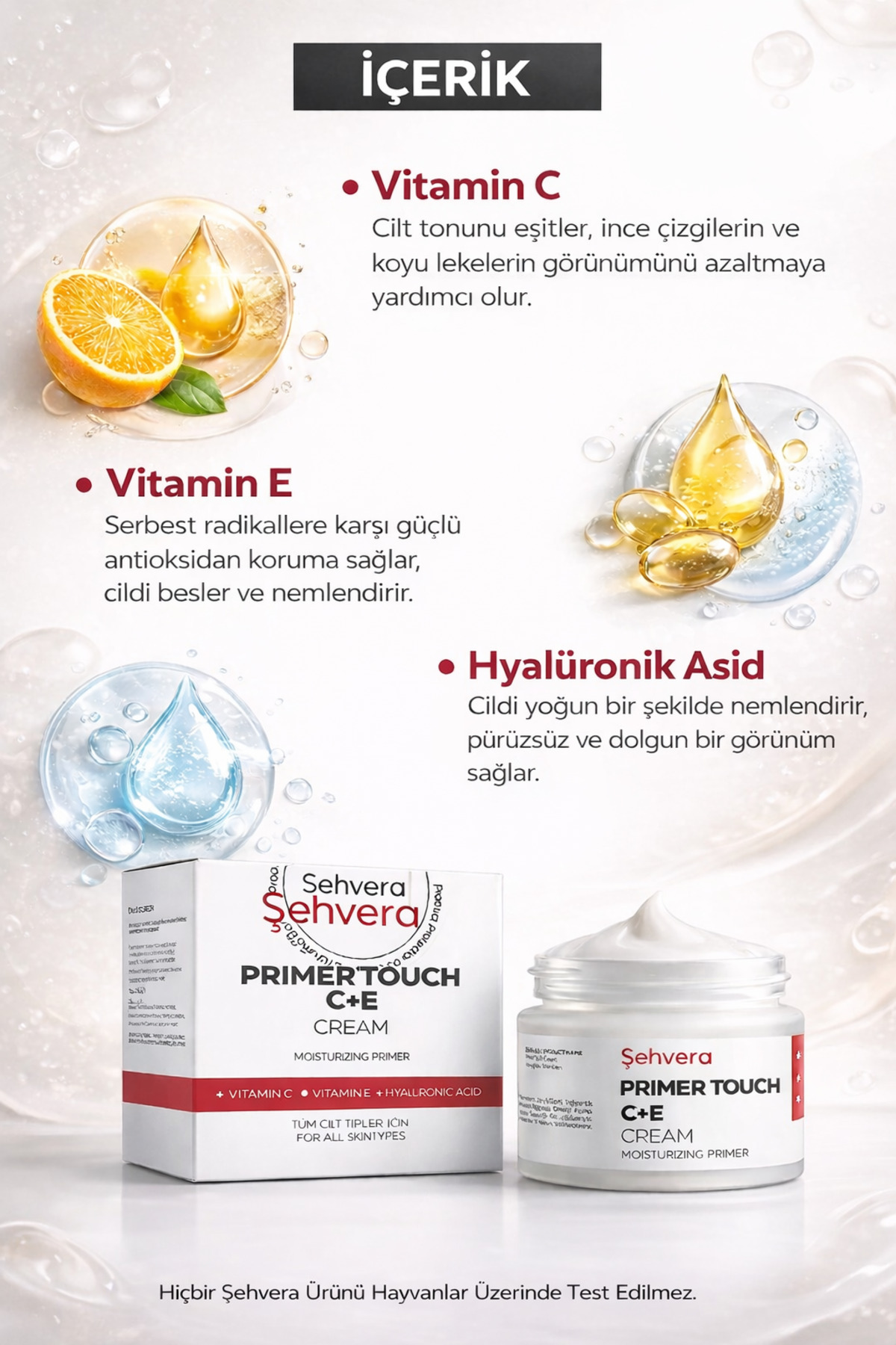 Şehvera Primer Touch + Nemlendirme Etkili Makyaj Bazı + Günlük Kullanım İçin Uygundur. — سفید SVR-01 — تصویر 5 از 8