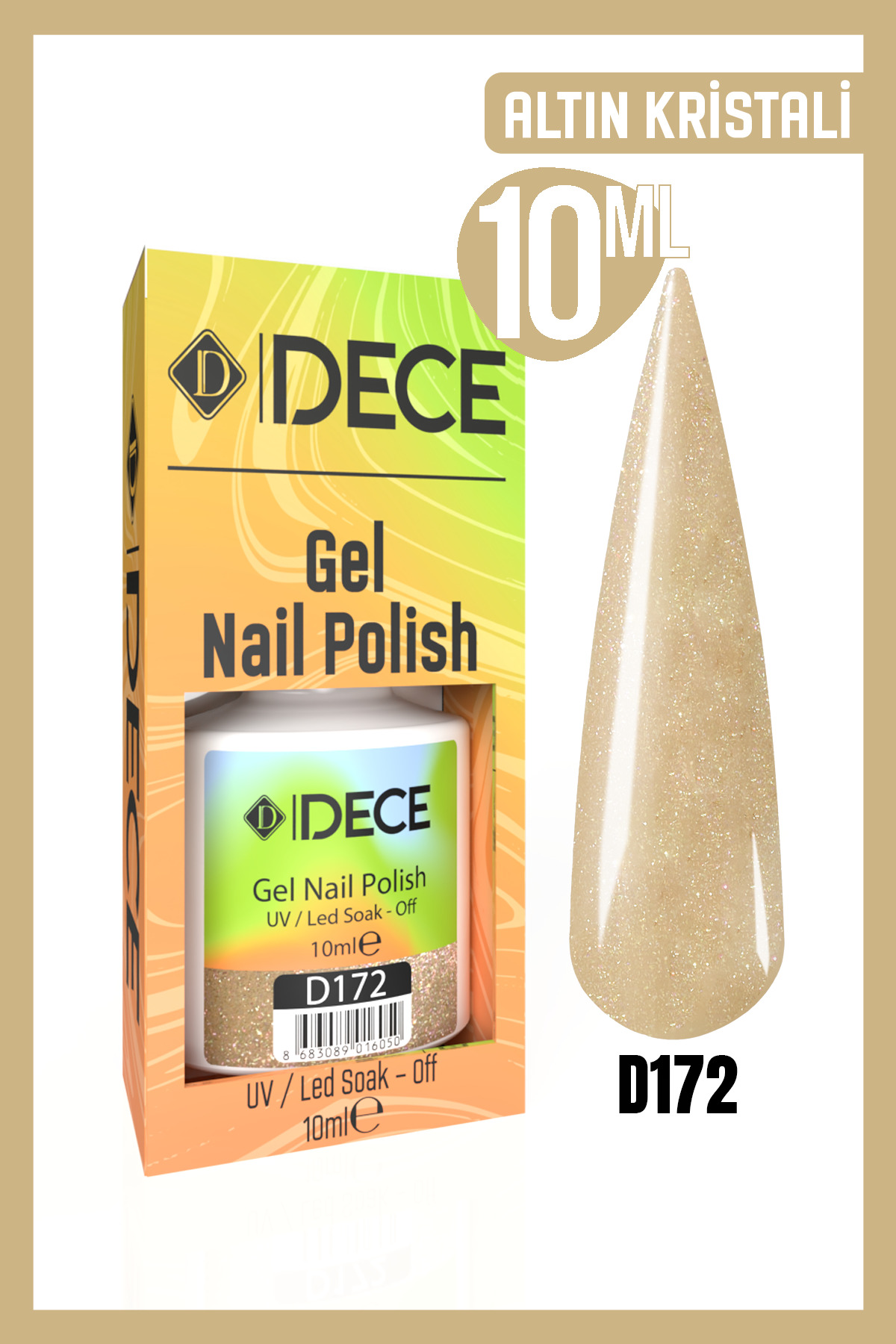 Kalıcı Oje Uv Led D172 (IŞILTILI SERİ) 10ml — بژ 868308901603603