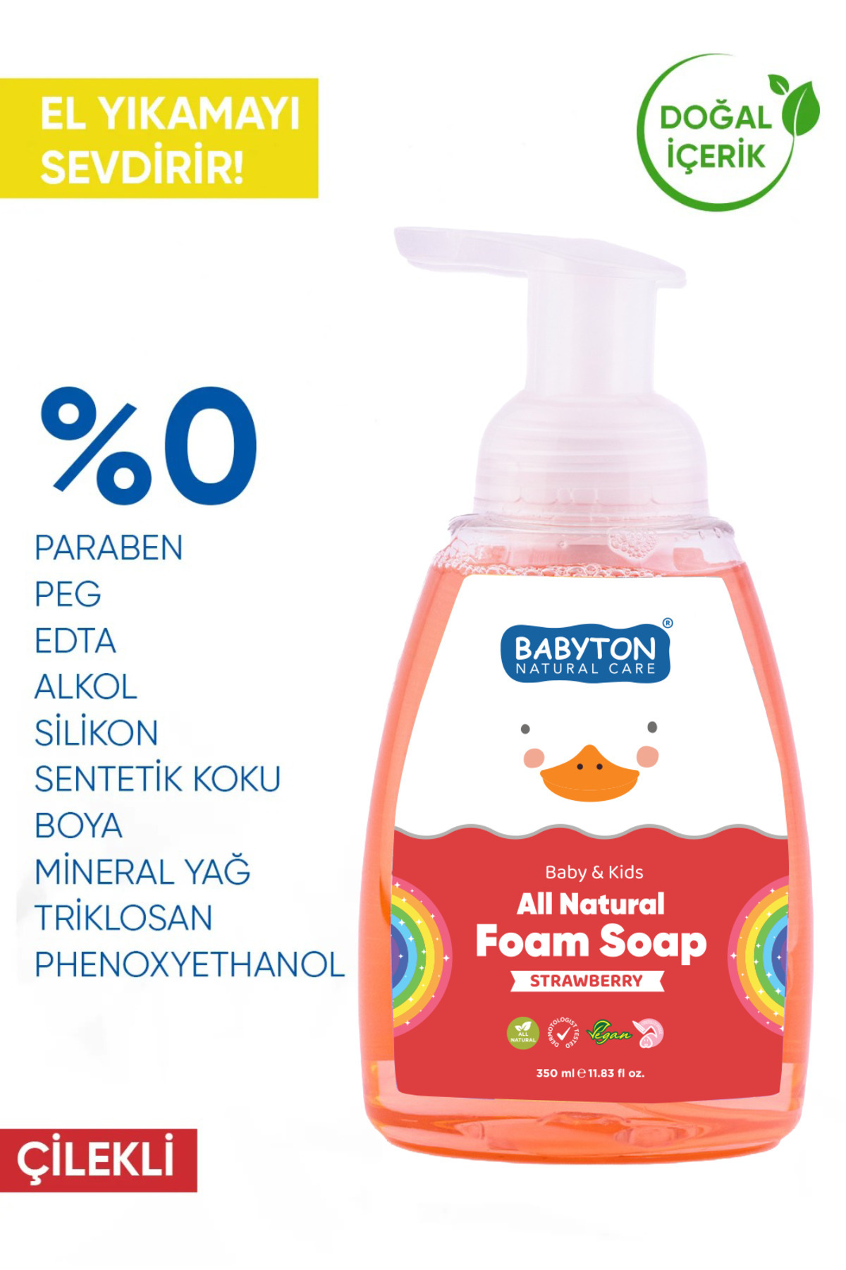 BABYTON Doğal Çilekli Köpük Sabun 350 ml fotoğrafı 2 (önizleme)