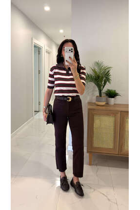 BİRCANÇİL ZR Wita Acı Kahve Kesik Paça Boy Fit Jean