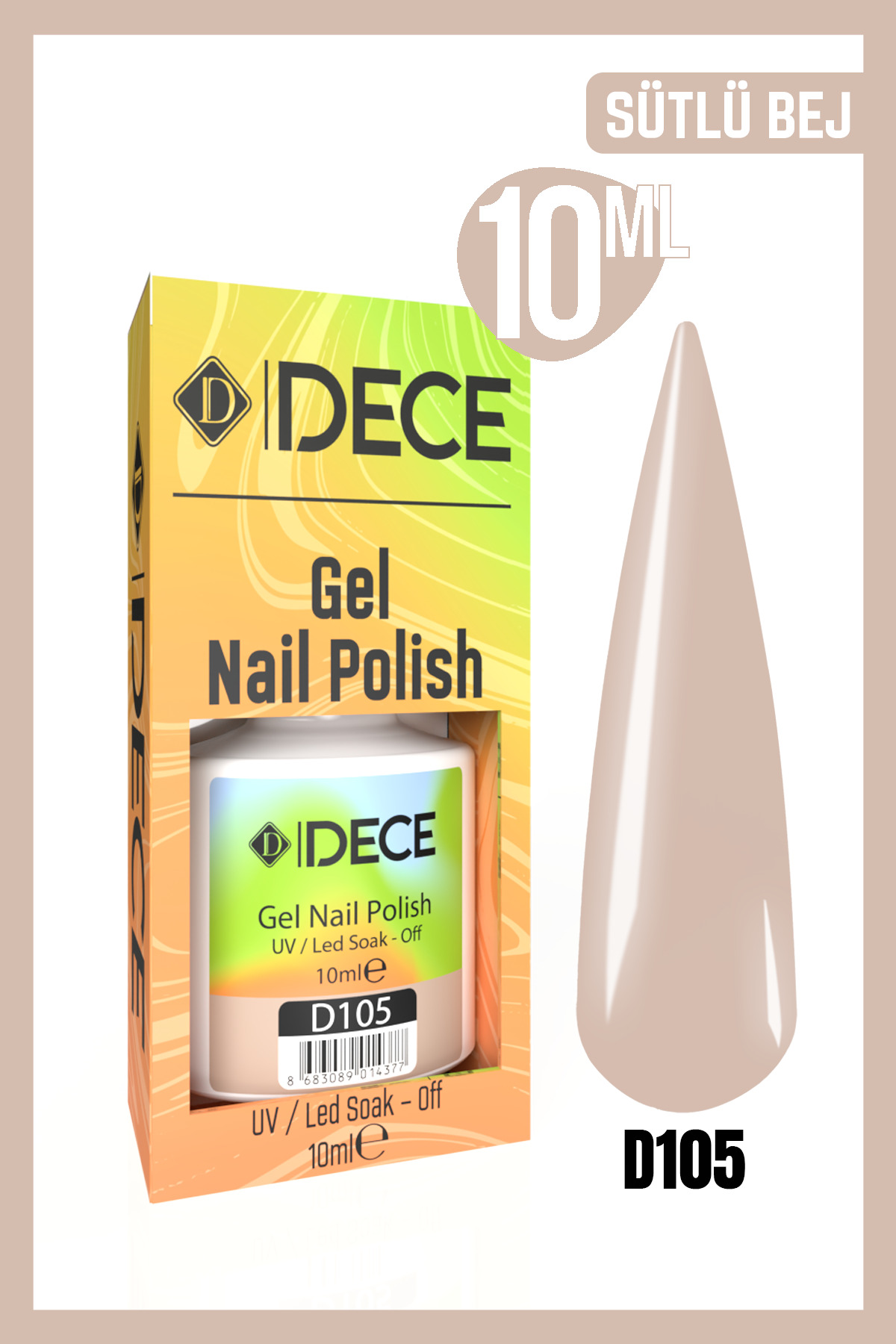 Kalıcı Oje Uv Led D105 (NUDE SERİSİ) 10ml — سفید 8683089014038801