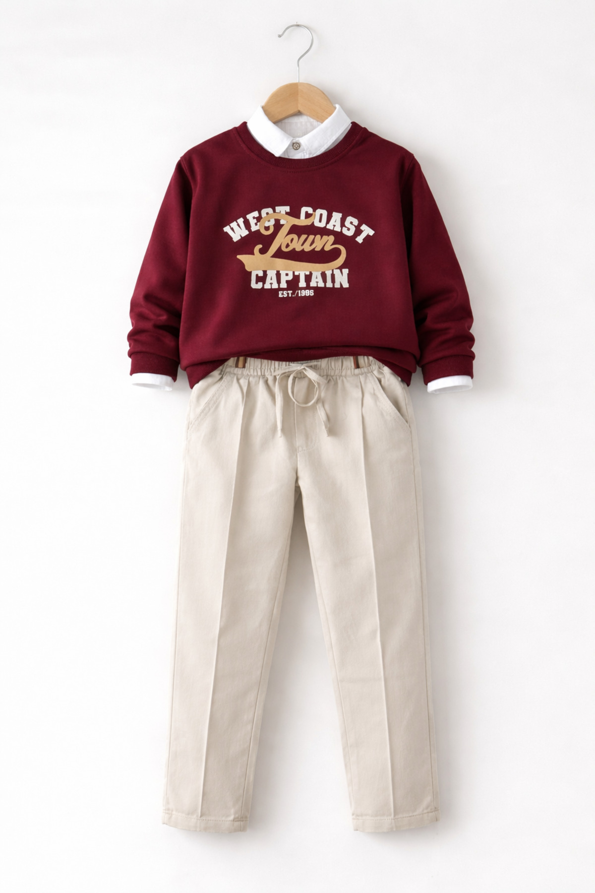 tinytrends Erkek Bebek&Çocuk West Coast Tour 3'lü Takım Sweatshirt Gömlek Pantolon Bayramlık fotoğrafı 4 (önizleme)