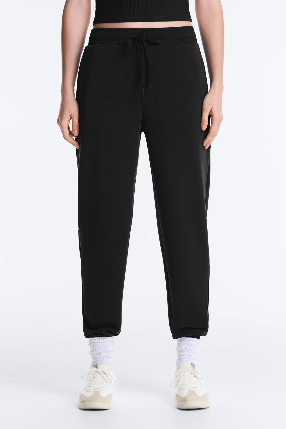 Modal rib detail fit pants