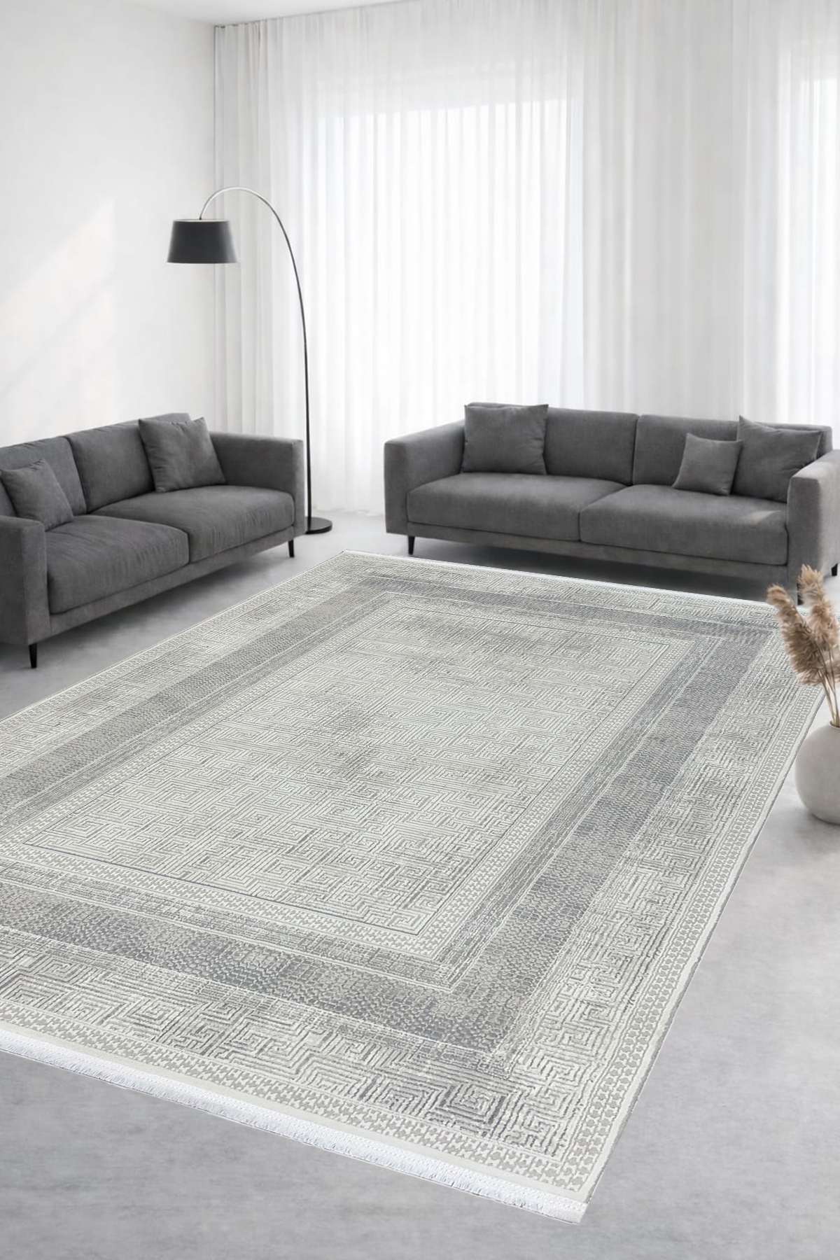 4 Square Meters - 6 Square Meters Bamboo Style Modern Woven Living Room Kitchen Carpet Antiallergic Cream
