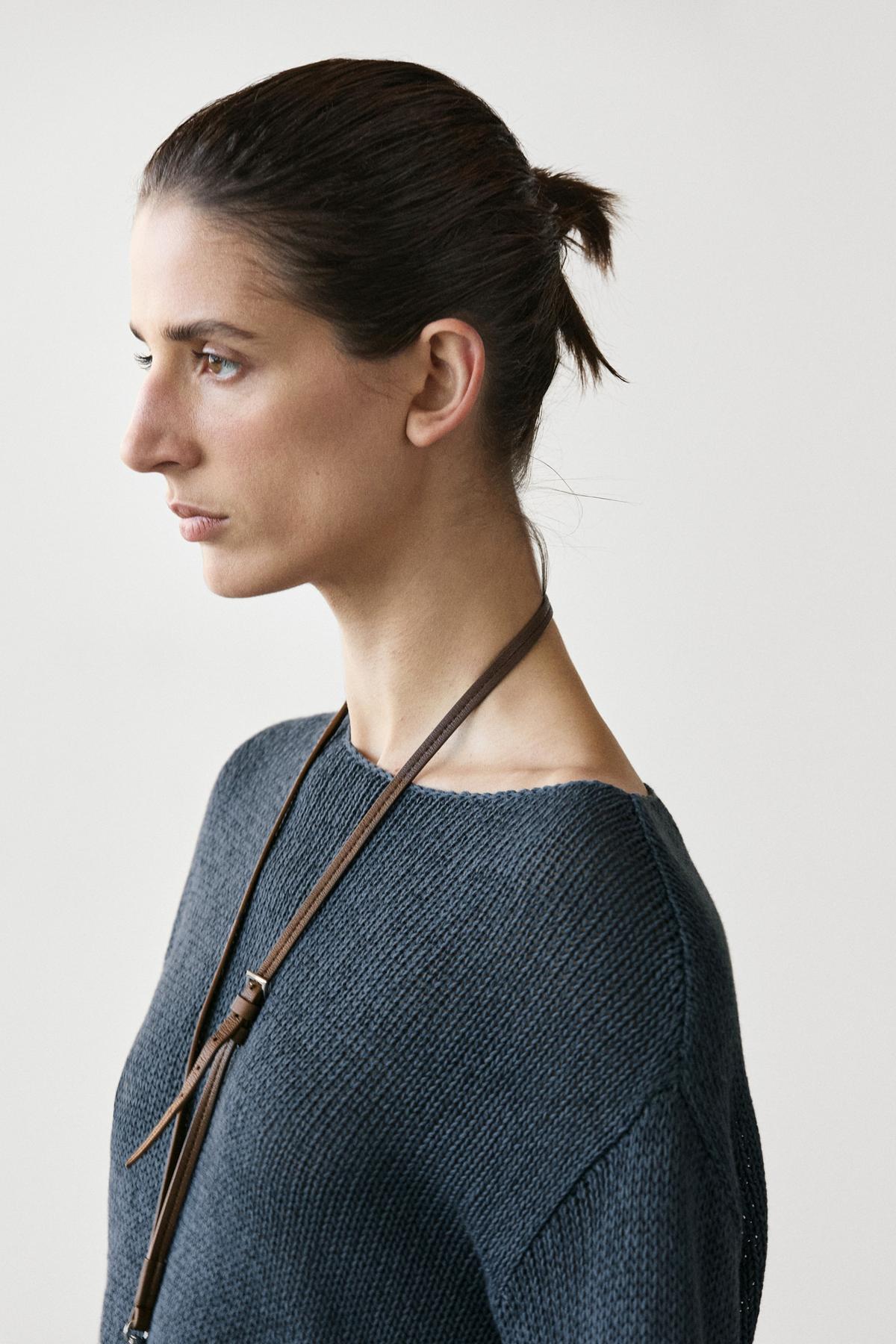Massimo Dutti  Pamuk karışımlı ajurlu triko kazak - Görsel 3