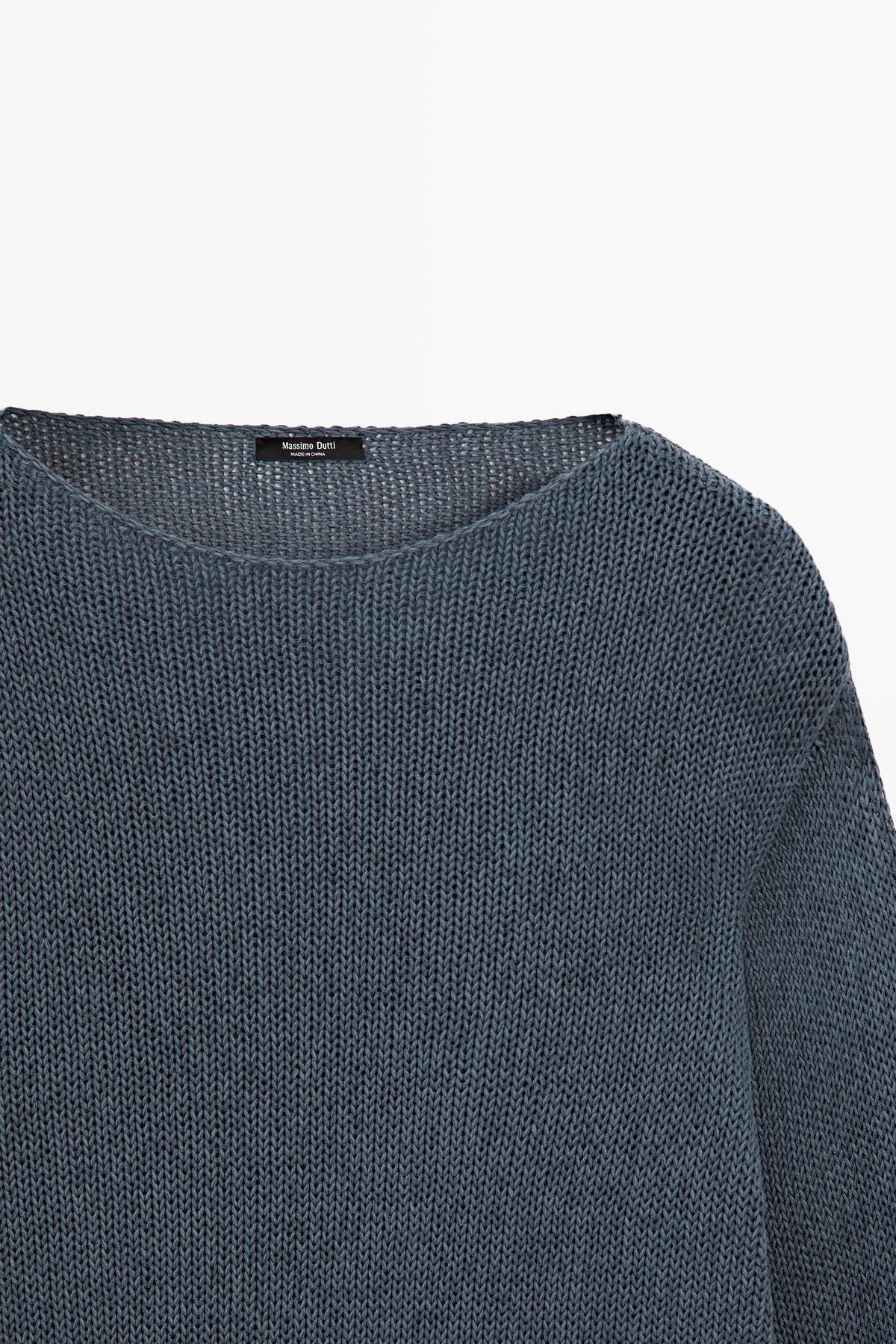 Massimo Dutti  Pamuk karışımlı ajurlu triko kazak - Görsel 6