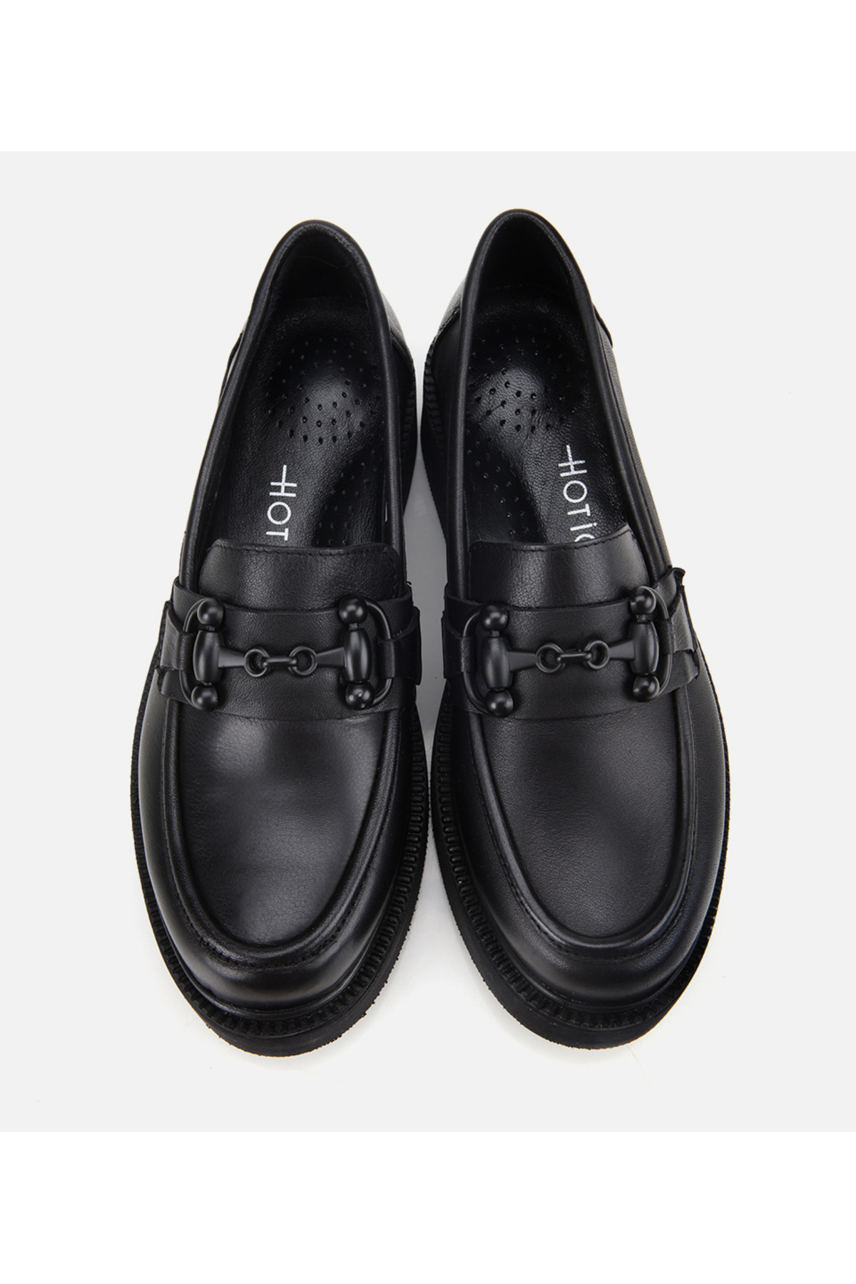 Hotiç  Kadın Deri Siyah Kalın Tabanlı Klasik Loafer - Görsel 6