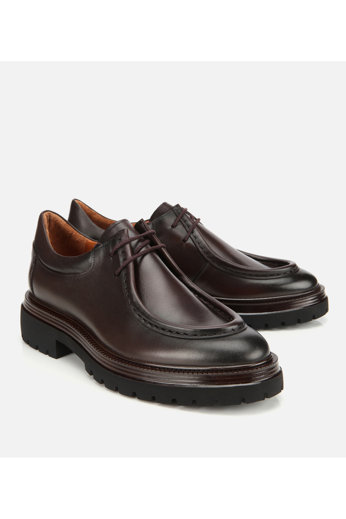 Hotiç  Erkek Deri Kahverengi Yumuşak Dokulu Bağcıklı Yüksek Tabanlı Klasik Ayakkabı - Görsel 2