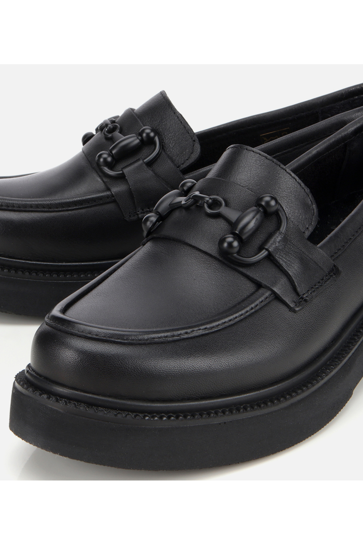 Hotiç  Kadın Deri Siyah Kalın Tabanlı Klasik Loafer - Görsel 3