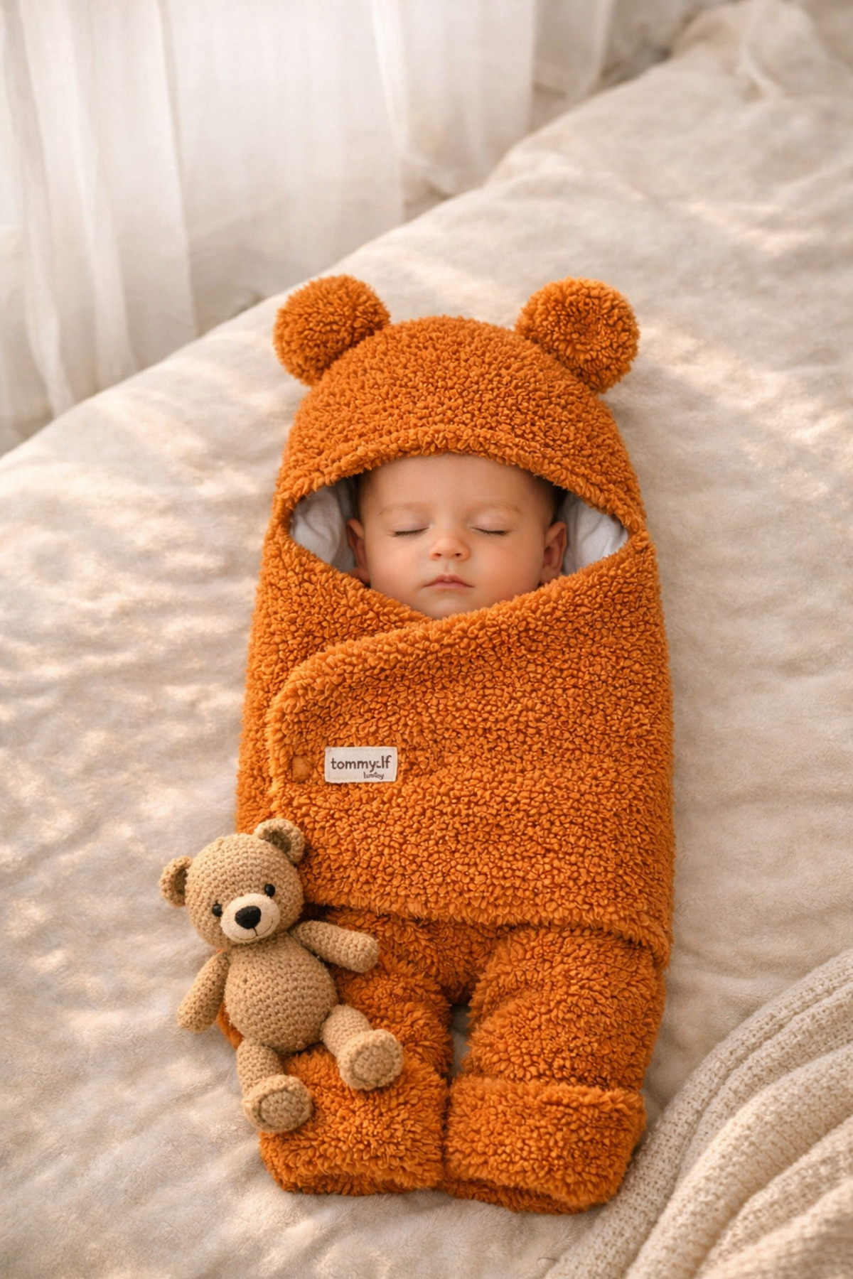 Bebella Sütlü Kahve Welsoft Peluş Ayaklı Bebek Kundak Battaniyesi – 0-12 Ay Ekstra Uzun Uyku Tulumu fotoğrafı 3 (önizleme)
