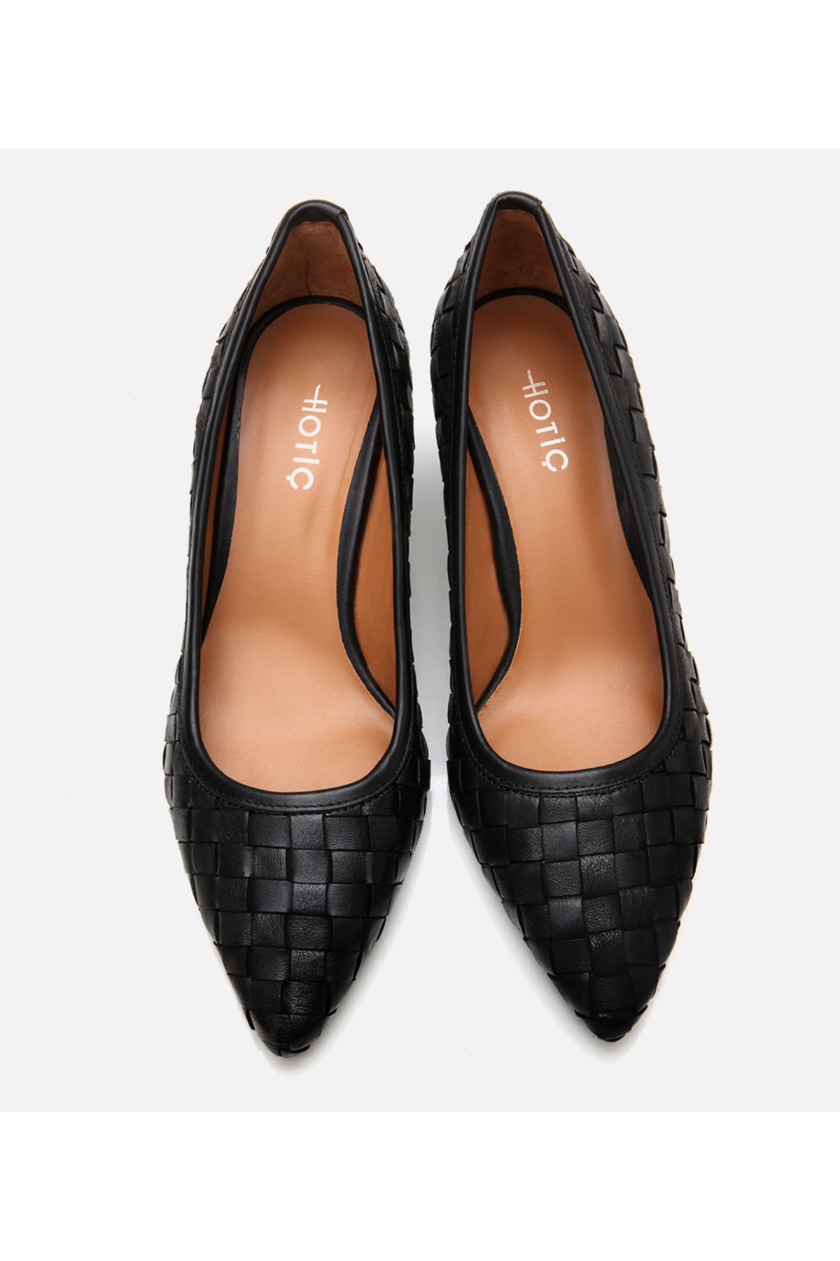 Hotiç  Kadın Deri Siyah Örgü Detaylı Stiletto - Görsel 5