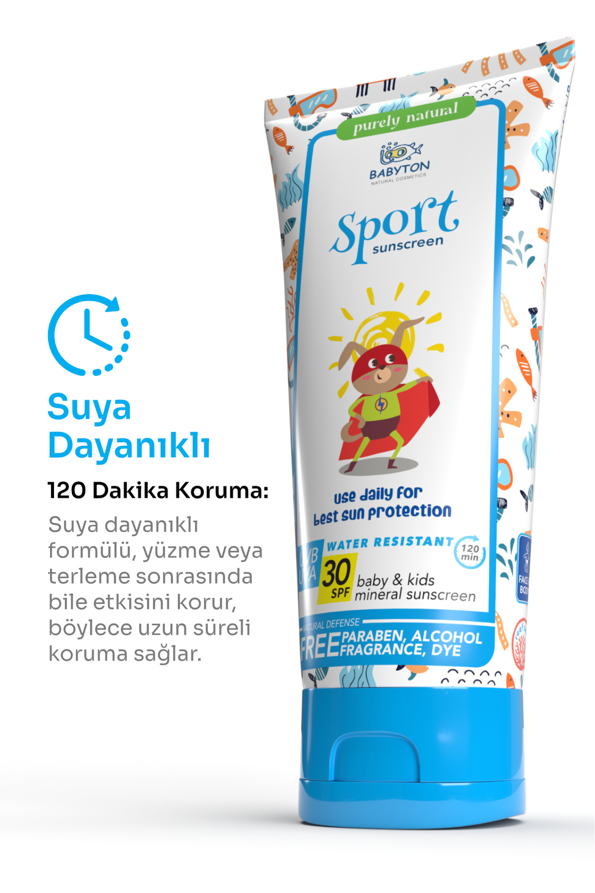 BABYTON Bebek ve Çocuklar İçin Suya Dayanıklı Güneş Koruyucu Krem 100 ml fotoğrafı 3 (önizleme)