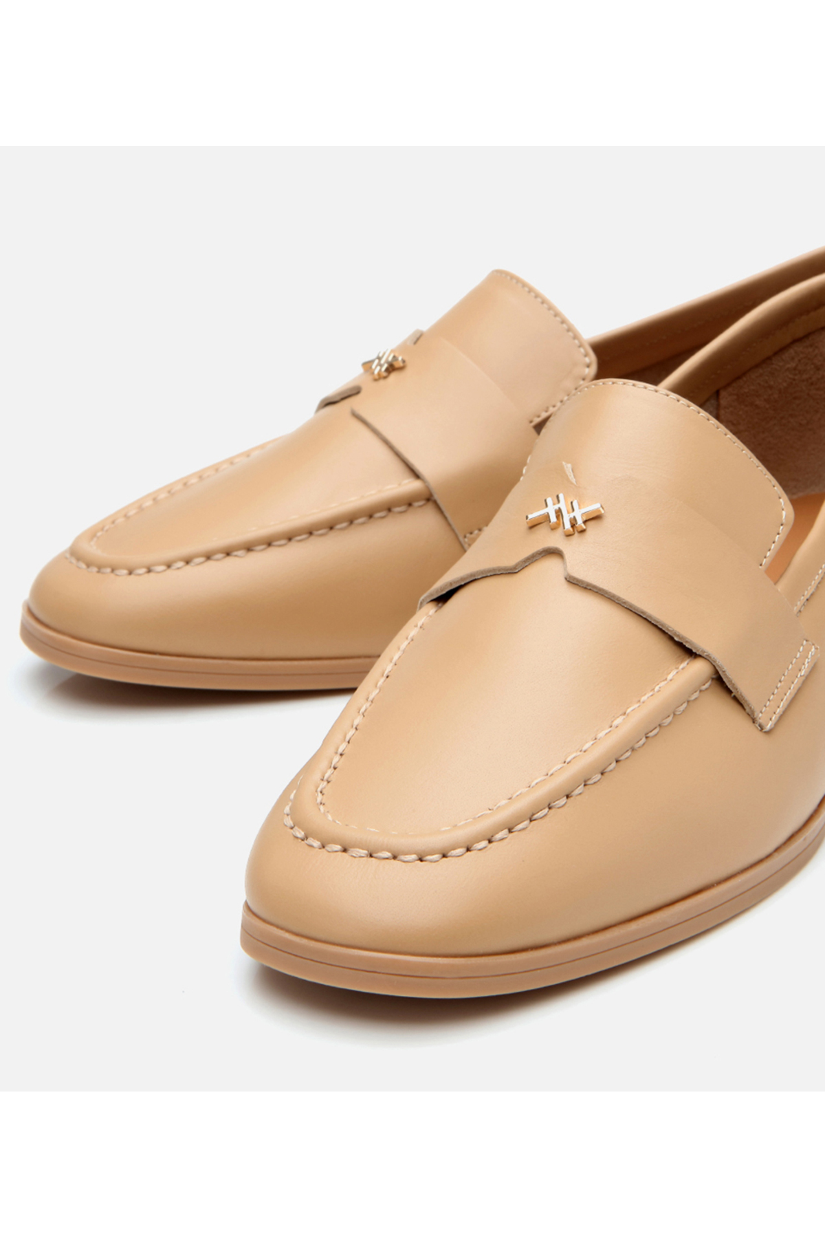 Hotiç Kadın Deri Bej Logo Detaylı Loafer görsel 4