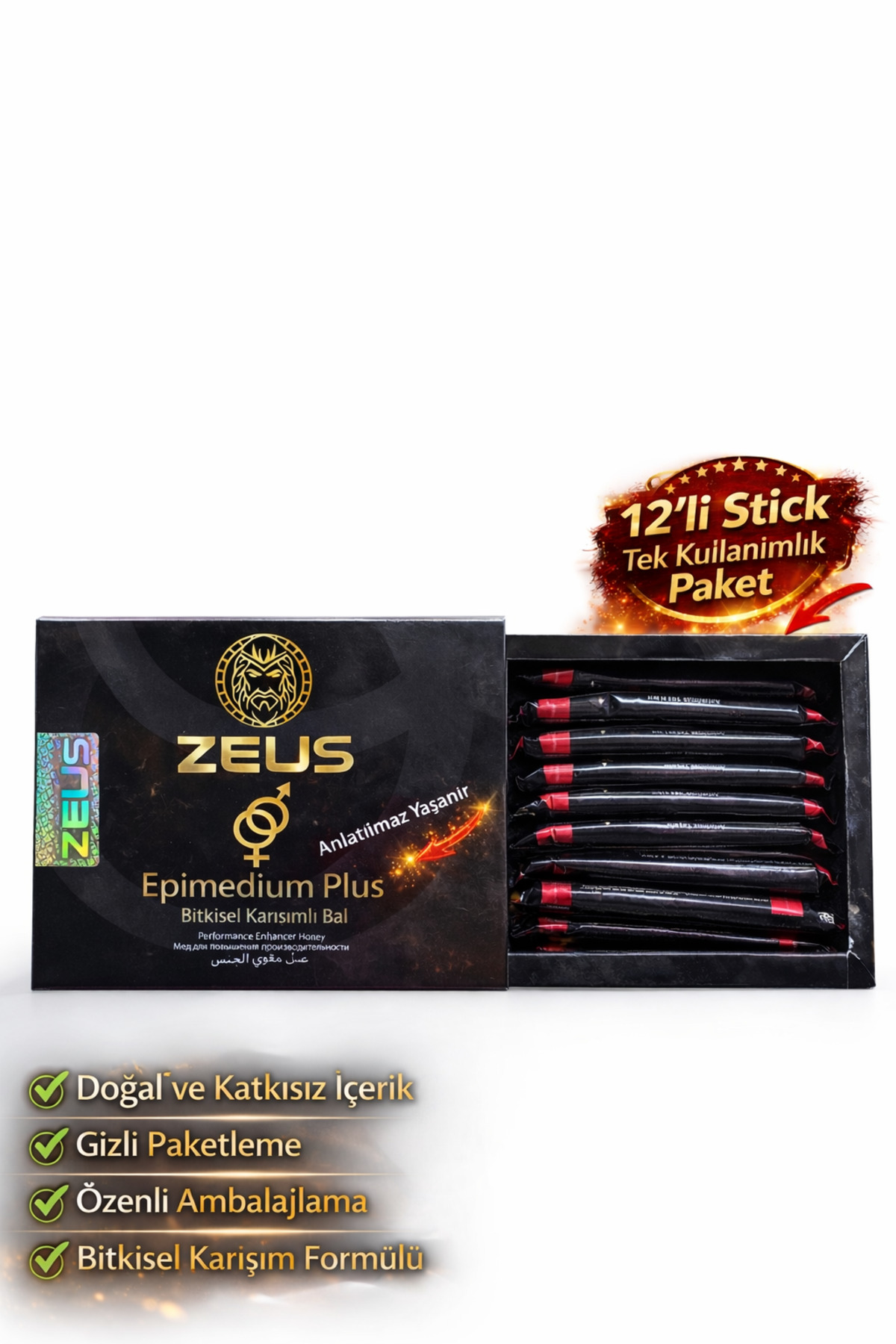 ZEUS Ultra Epimedium Ultra Bitkisel Karışımlı Bal – 12'li Stick