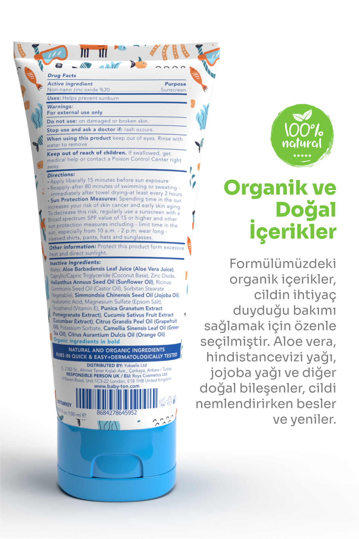 BABYTON Bebek ve Çocuklar İçin Suya Dayanıklı Güneş Koruyucu Krem 100 ml fotoğrafı 4 (önizleme)