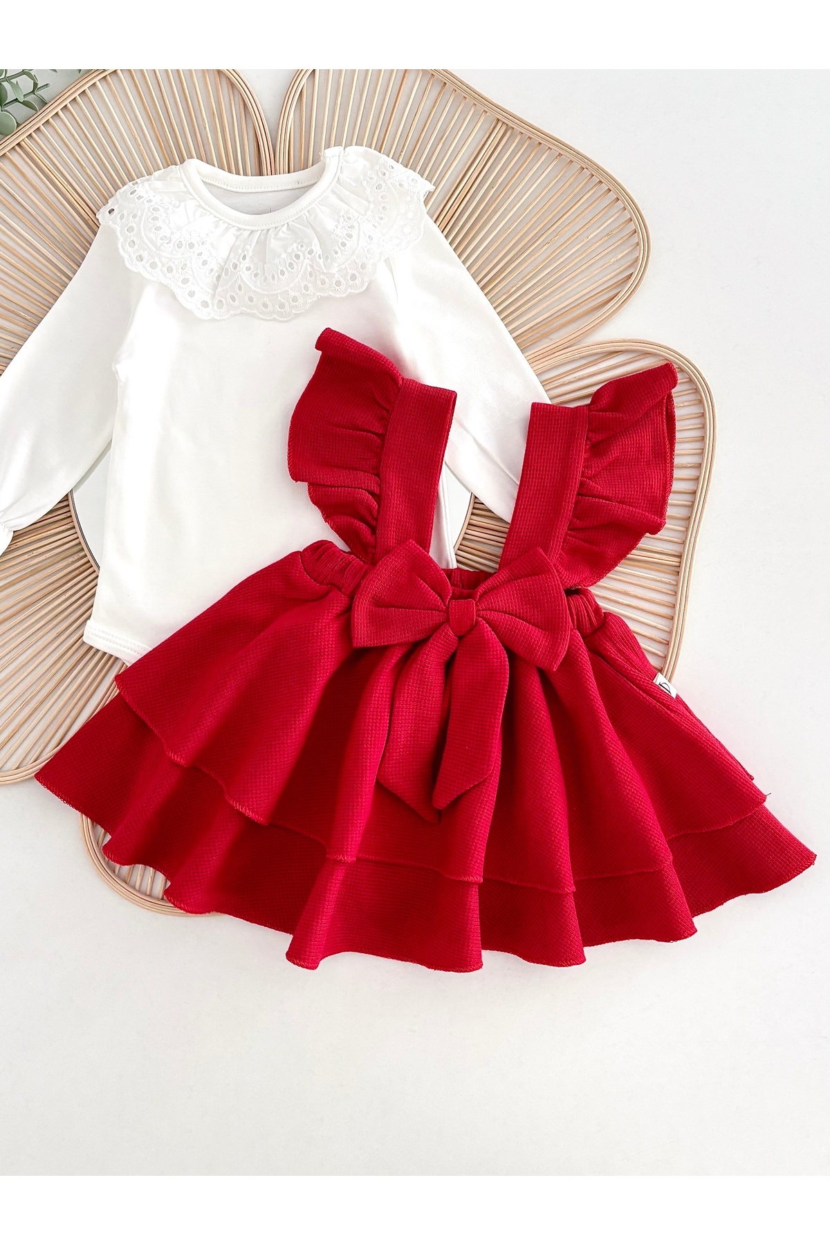 Jammybaby Luana Jile Elbise Fiyonklu %100 Pamuk Dantelli Çıtçıtlı Body Doğumgünü Özelgün Kız Bebek Şık Takım fotoğrafı 3 (önizleme)