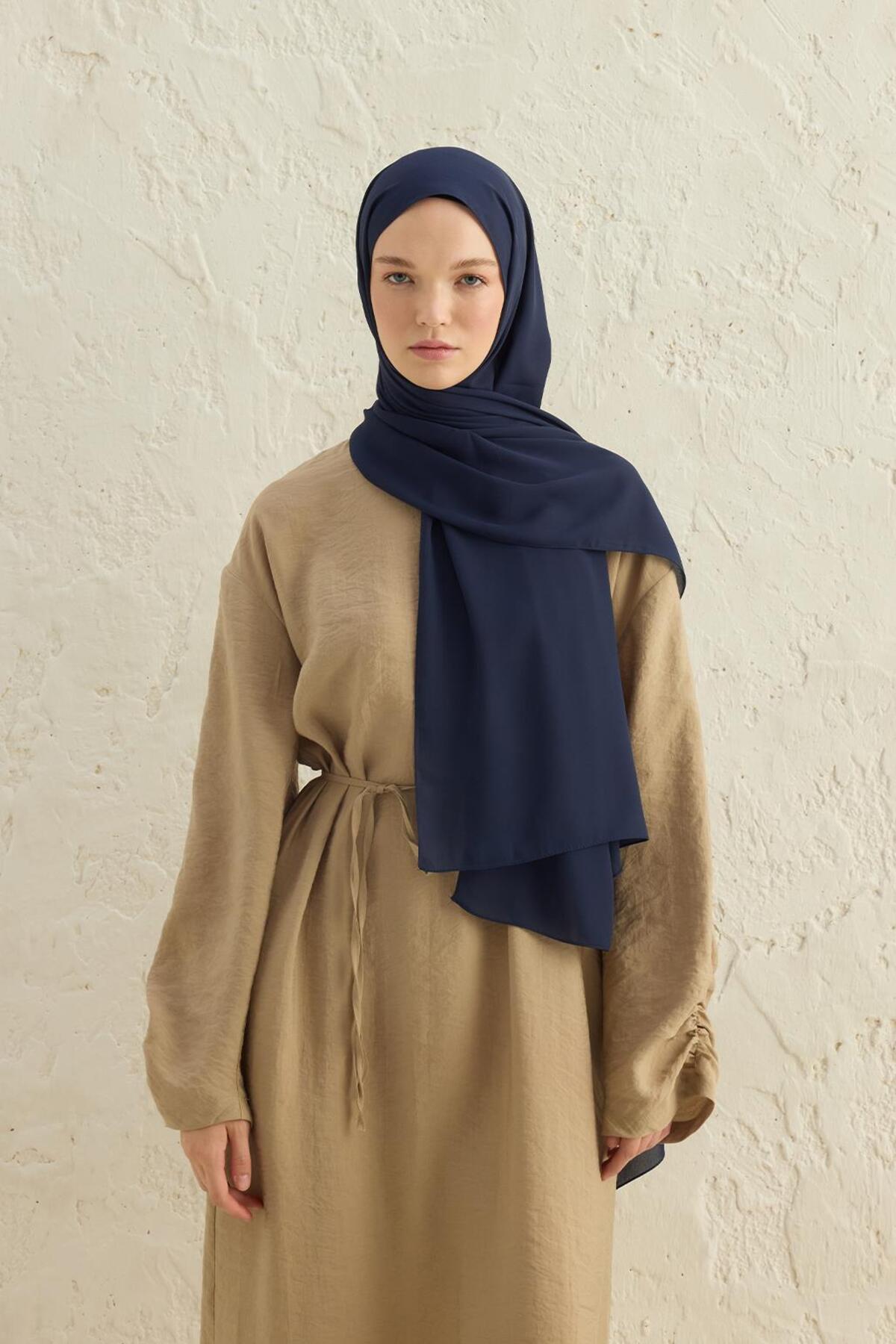 Qef  Daily Krep Şal Lacivert - Görsel 3