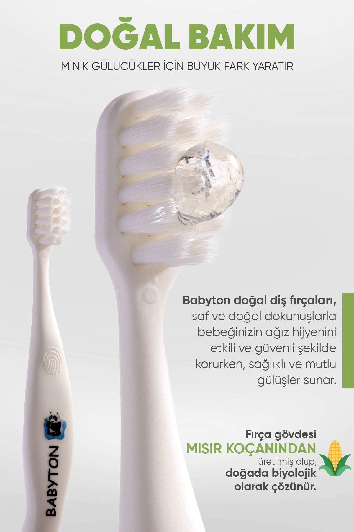 BABYTON Ekolojik Diş Fırçası Panda fotoğrafı 3 (önizleme)