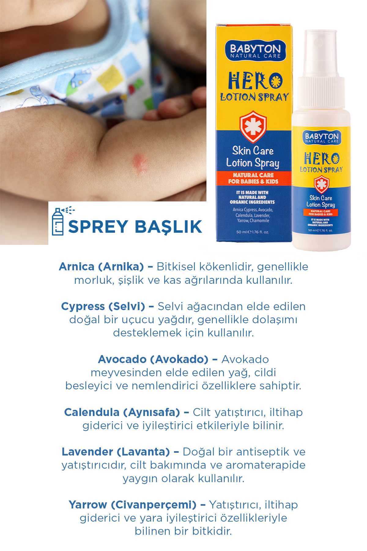BABYTON Anlık Yatıştırıcı Hero Losyon Sprey 50 ml fotoğrafı 3 (önizleme)