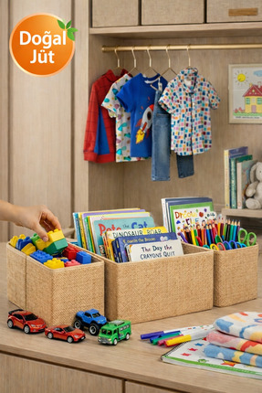 BEST CONCEPT Jüt 4'lü Çekmece İçi Dolap Çamaşır Düzenleyici Çocuk Odası Katla...