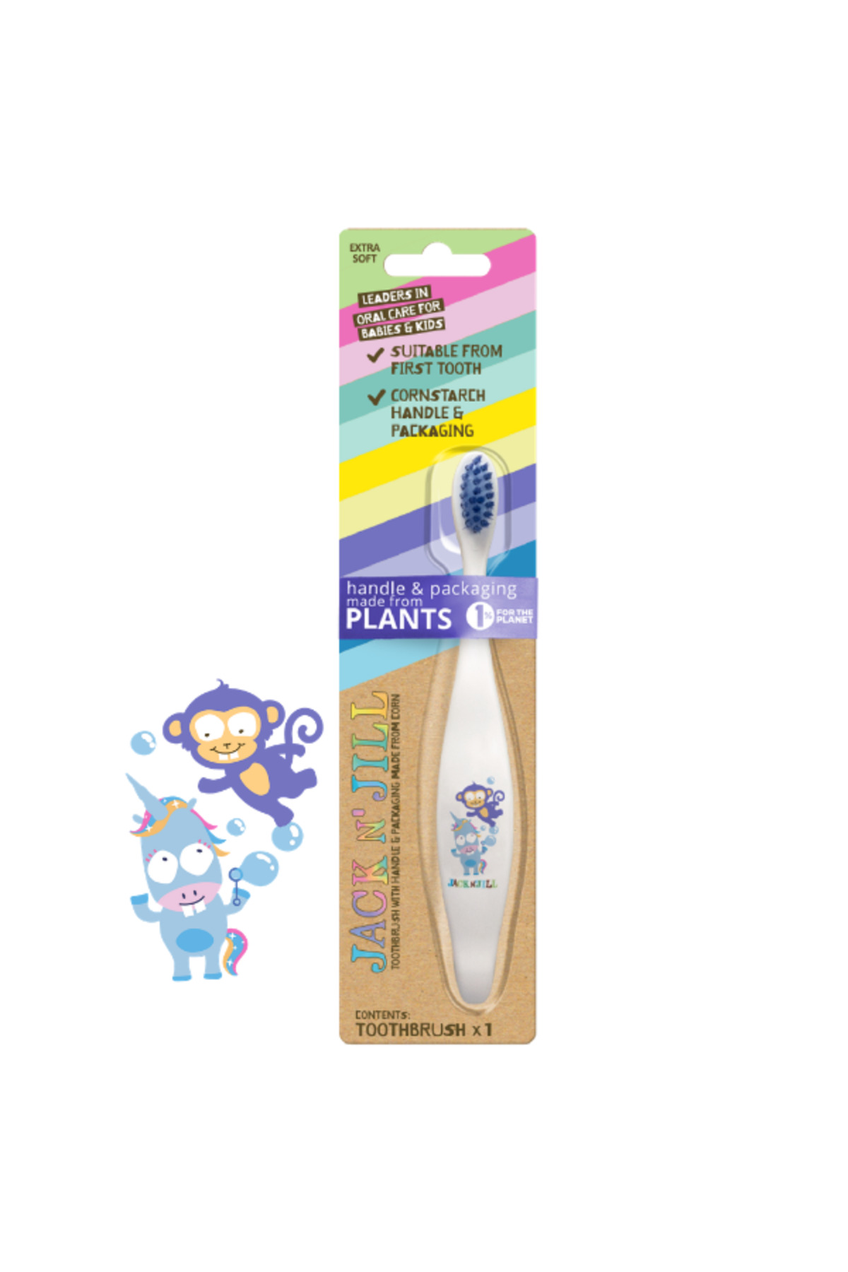 Jack N'Jill Jack N Jill Doğal Diş Bakım Seti (Monkey&Unicorn Diş Fırçası + Sakız Aromalı Diş Macunu 50g) fotoğrafı 2 (önizleme)