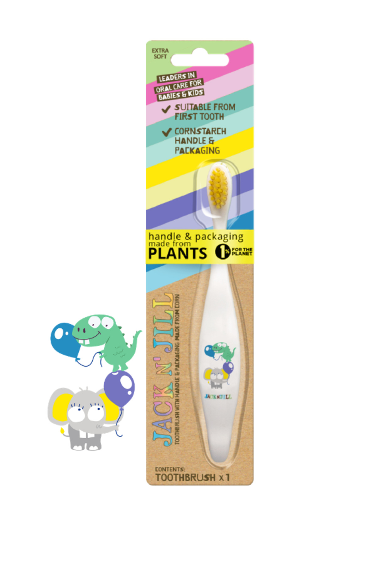 Jack N'Jill Jack N Jill Bebek Diş Fırçalama Seti (Fil&Dino Diş Fırçası - Çilek Aromalı Macun 50g) fotoğrafı 2 (önizleme)
