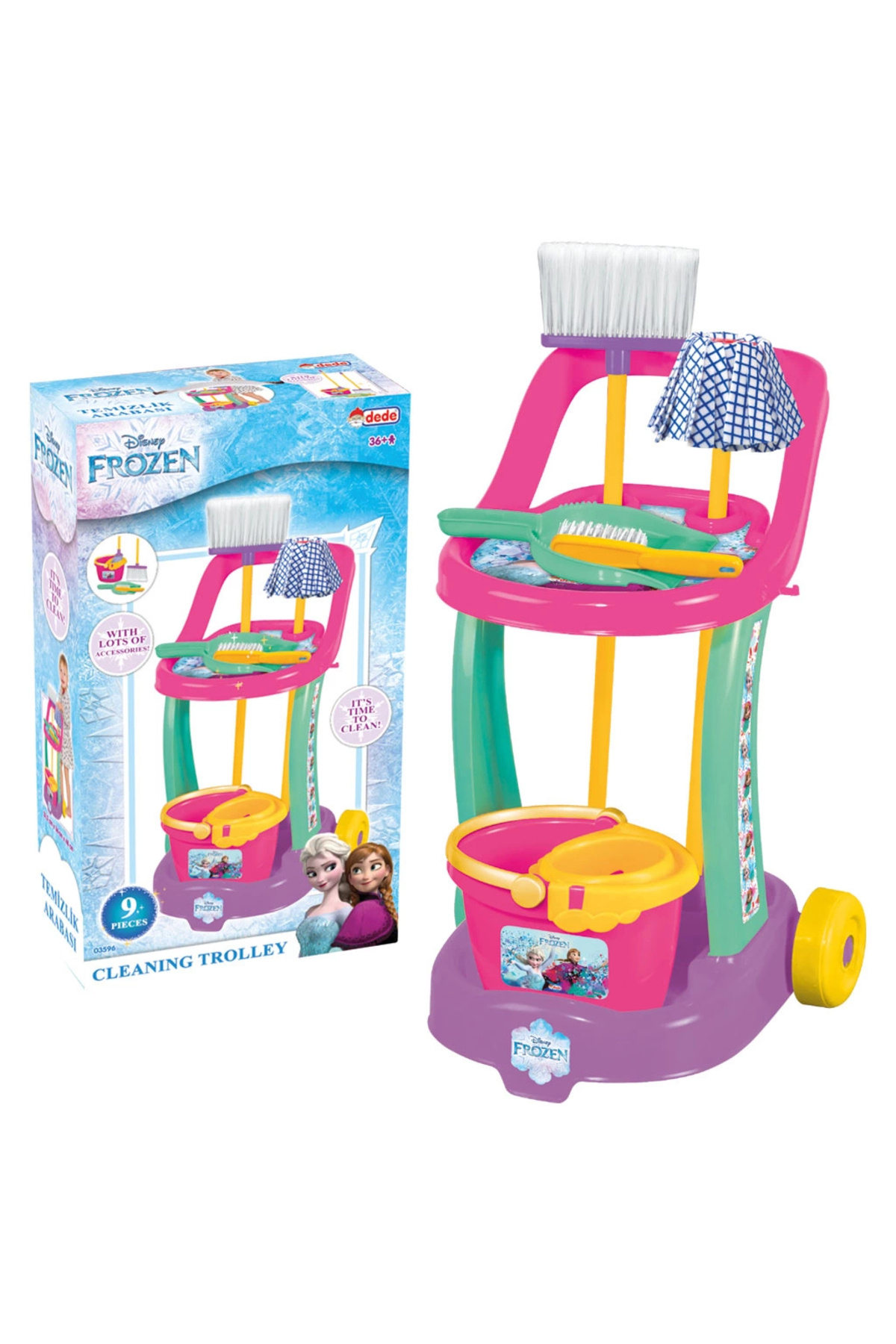 Frozen Girl's Educational Cleaning Set Trolley Floor Mop Brush Bucket