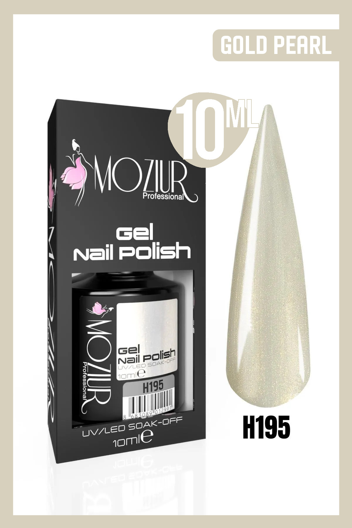 MOZIUR Kalıcı Oje Uv Led H195 (SEDEFLİ RAKI BEYAZI) 10ml — خاکستری 8683089012311