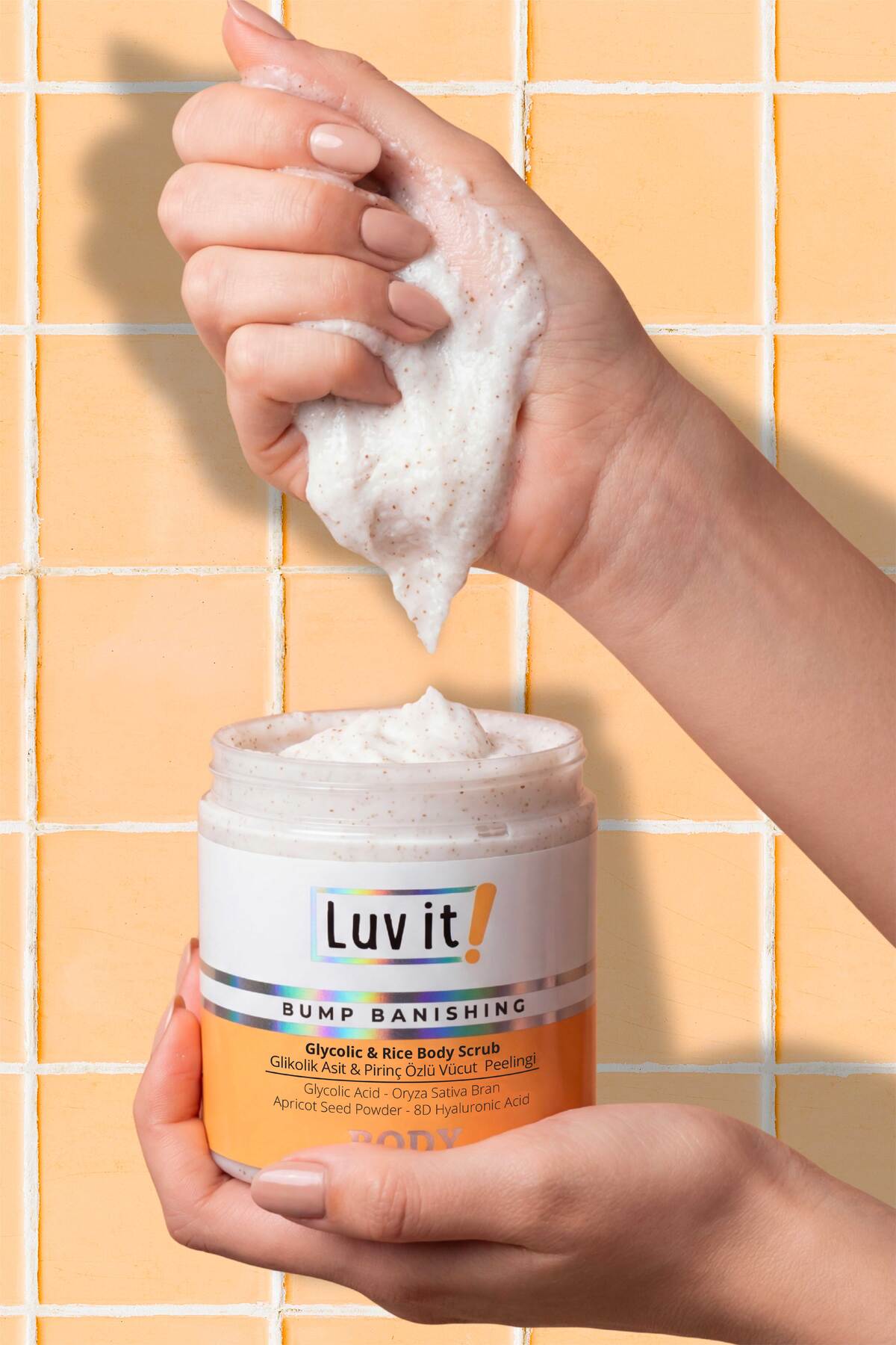 Glikolik Asit Vücut Peelingi - Pirinç Özlü Hyaluronik Asit İçeren Body Scrub 250 ml — L123 — تصویر 2 از 6