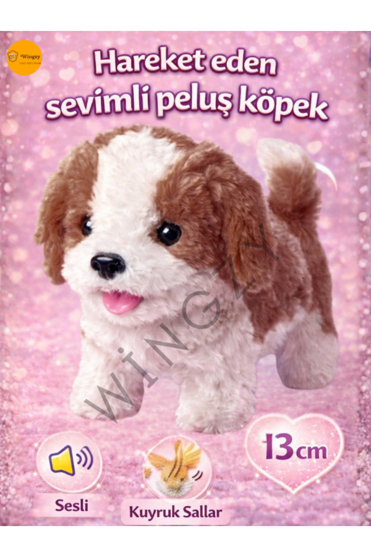 Peluş Oyuncak Köpek, Sesli Hareketli Hediyelik 13 cm Köpek, Çocuklar İçin Hediye