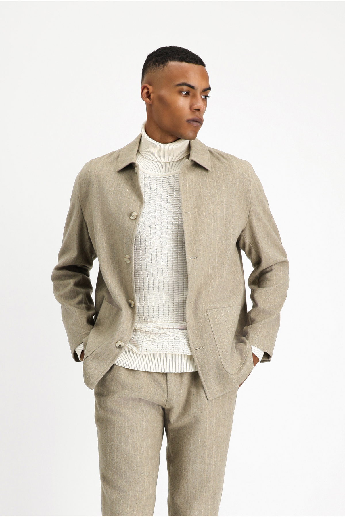 Kiğılı  6 Drop Regular Fit Standart Kesim Yünlü Çizgili Spor Ceket