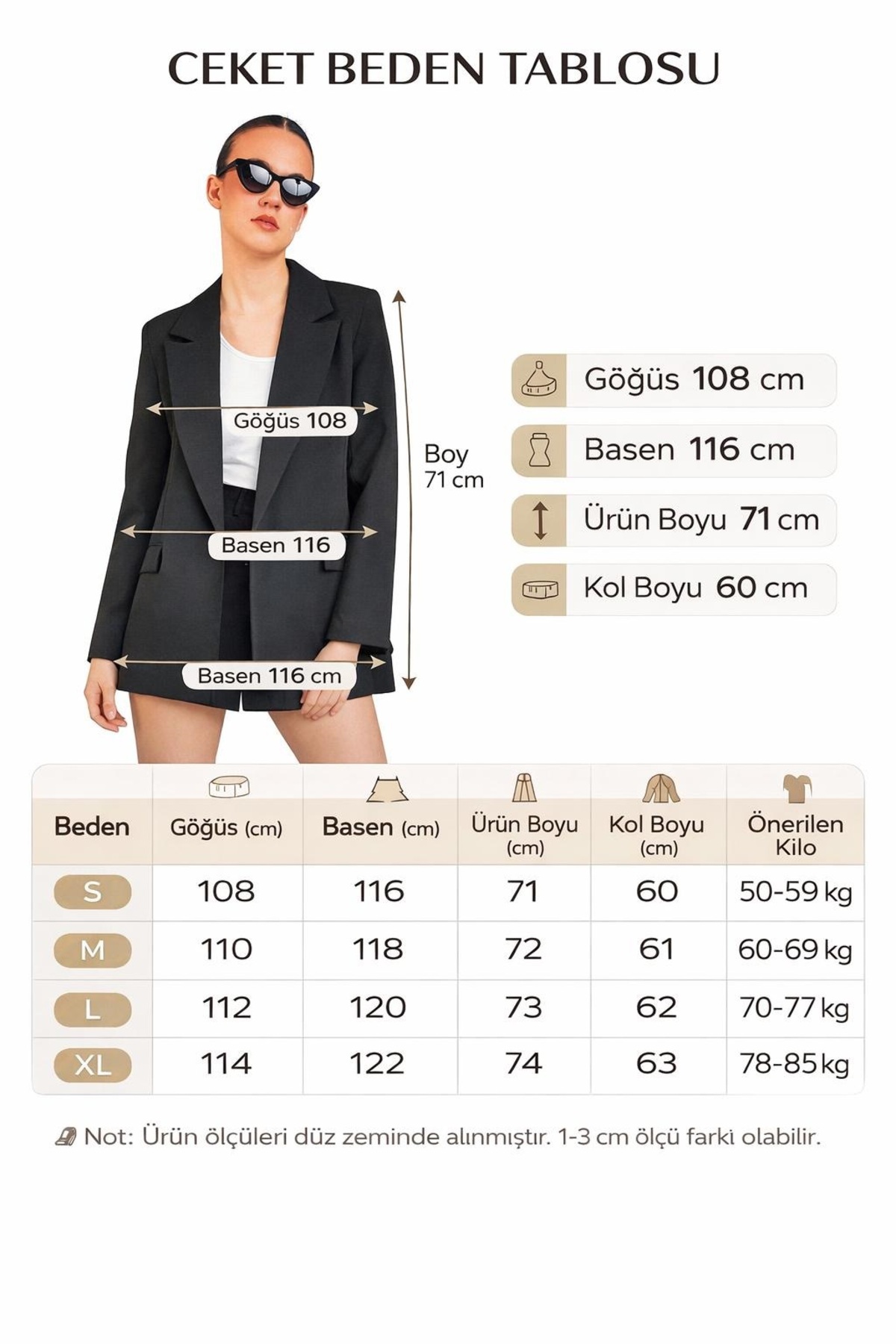 citycenterfashion  Kadın Oversize Blazer Ceket cty-abr-9000 - Görsel 5