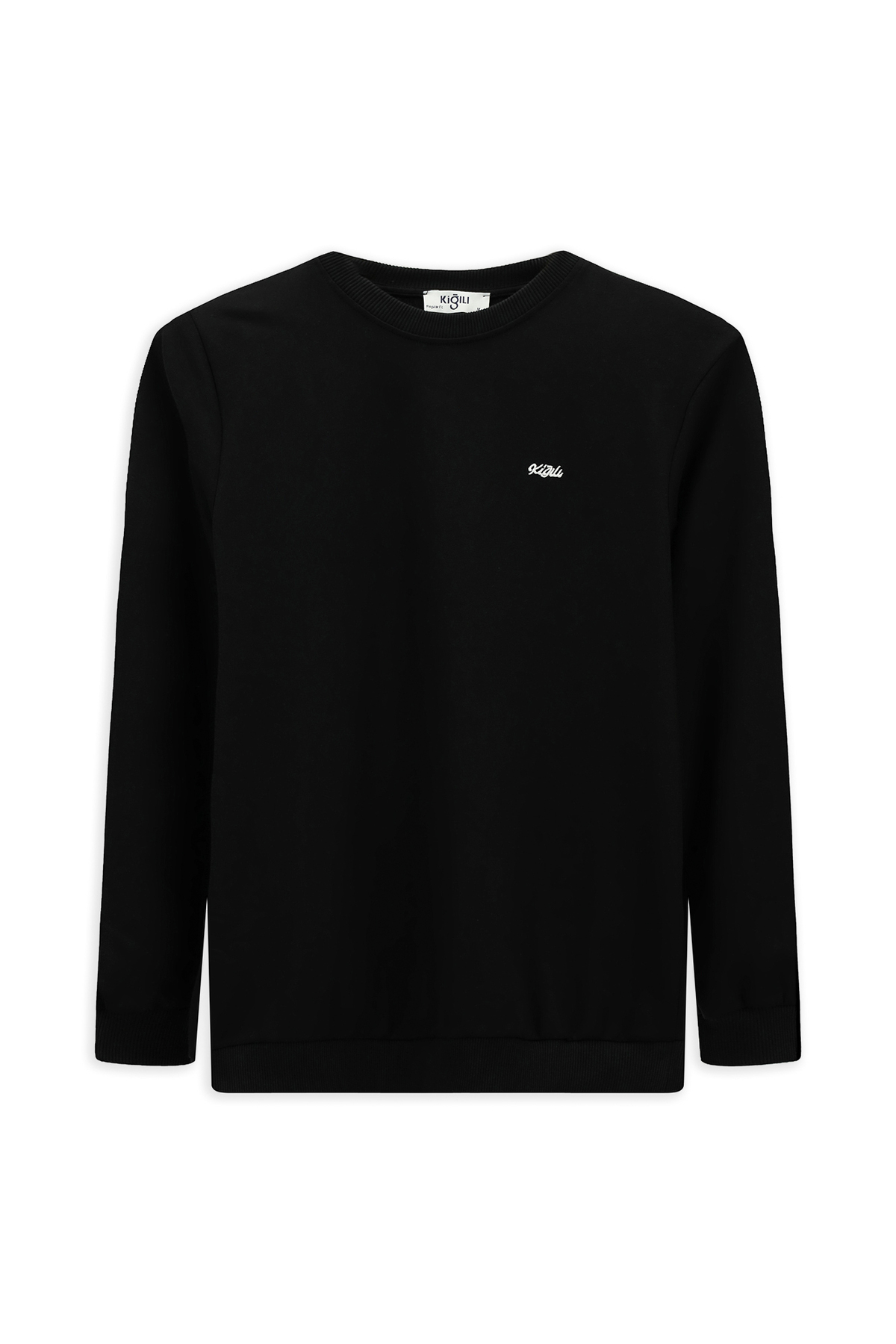 Kiğılı  Bisiklet Yaka Regular Fit Nakışlı Basic Sweatshirt - Görsel 7