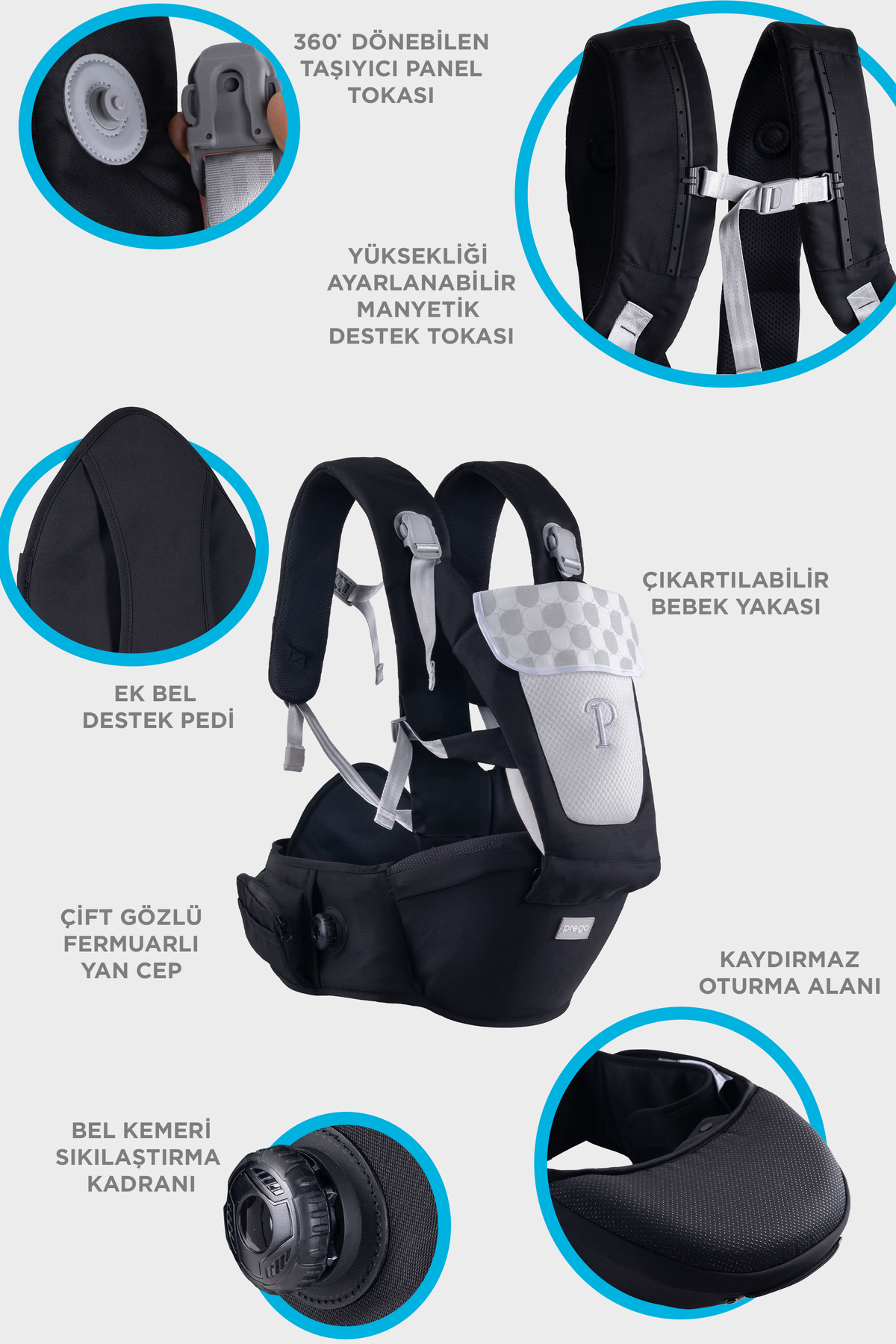 Prego Dallas Bel Destekli Anatomik Kanguru 3099 fotoğrafı 4 (önizleme)