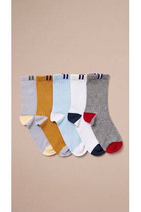 Katia & Bony 5'li Paket Erkek Çocuk Pamuklu Soket Çorap Çok Renkli