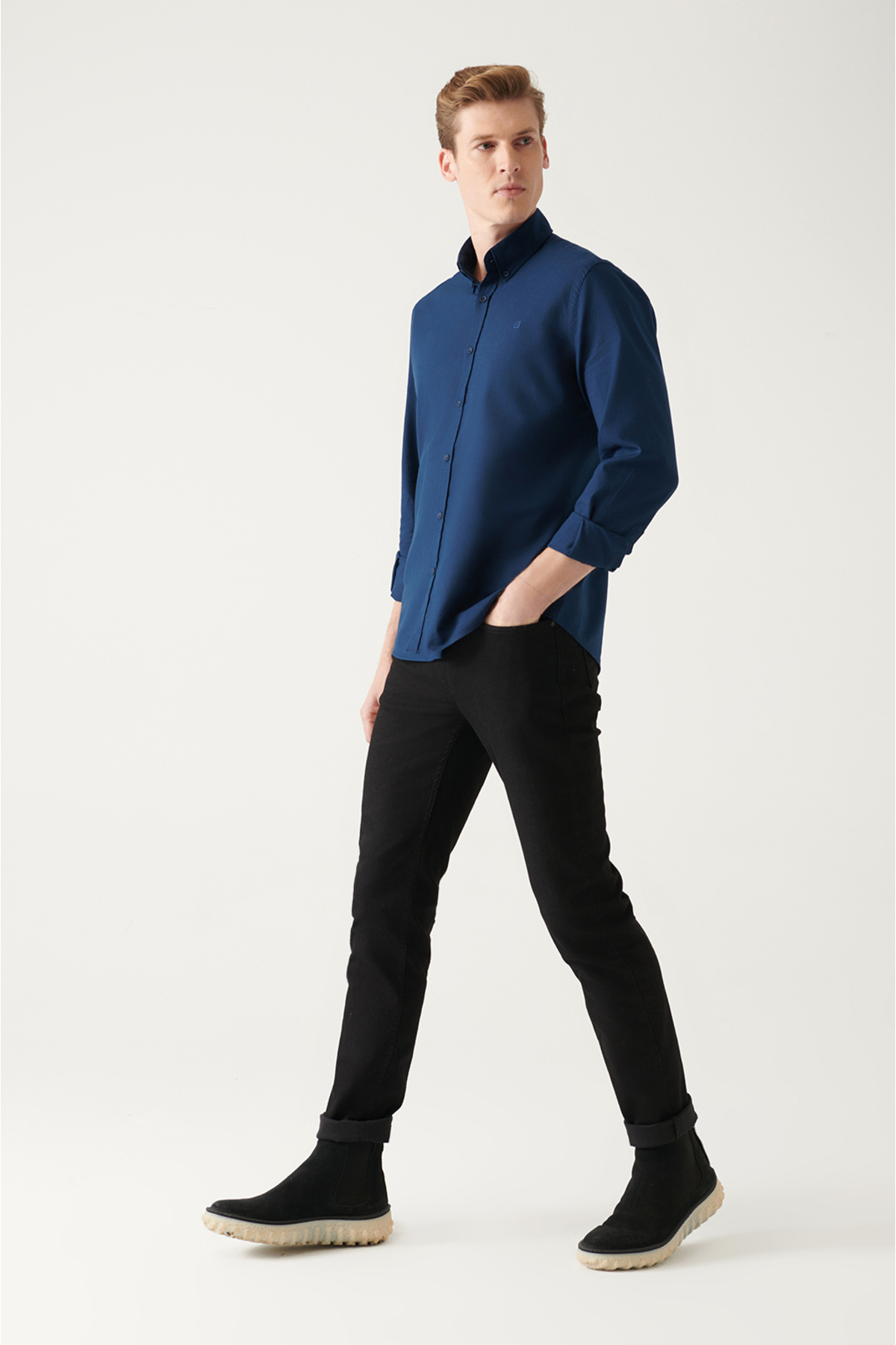 Avva  Erkek Siyah Eskitme Yıkamalı Esnek Berlin Slim Fit Jean Pantolon B003502 - Görsel 6