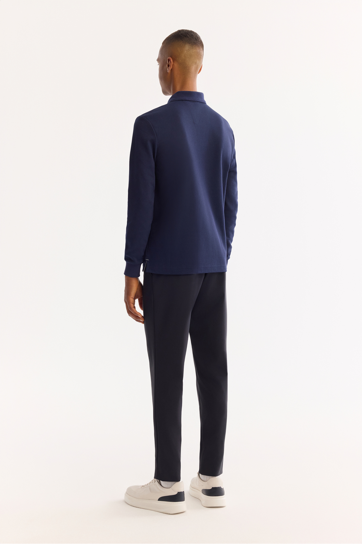 Avva  Erkek Lacivert Polo Yaka Pamuklu Basic Slim Fit Sweatshirt B001080 - Görsel 4