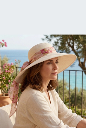 Bay Şapkacı Bay Şapkacı -Geniş kenarlı plaj şapkası-pembe