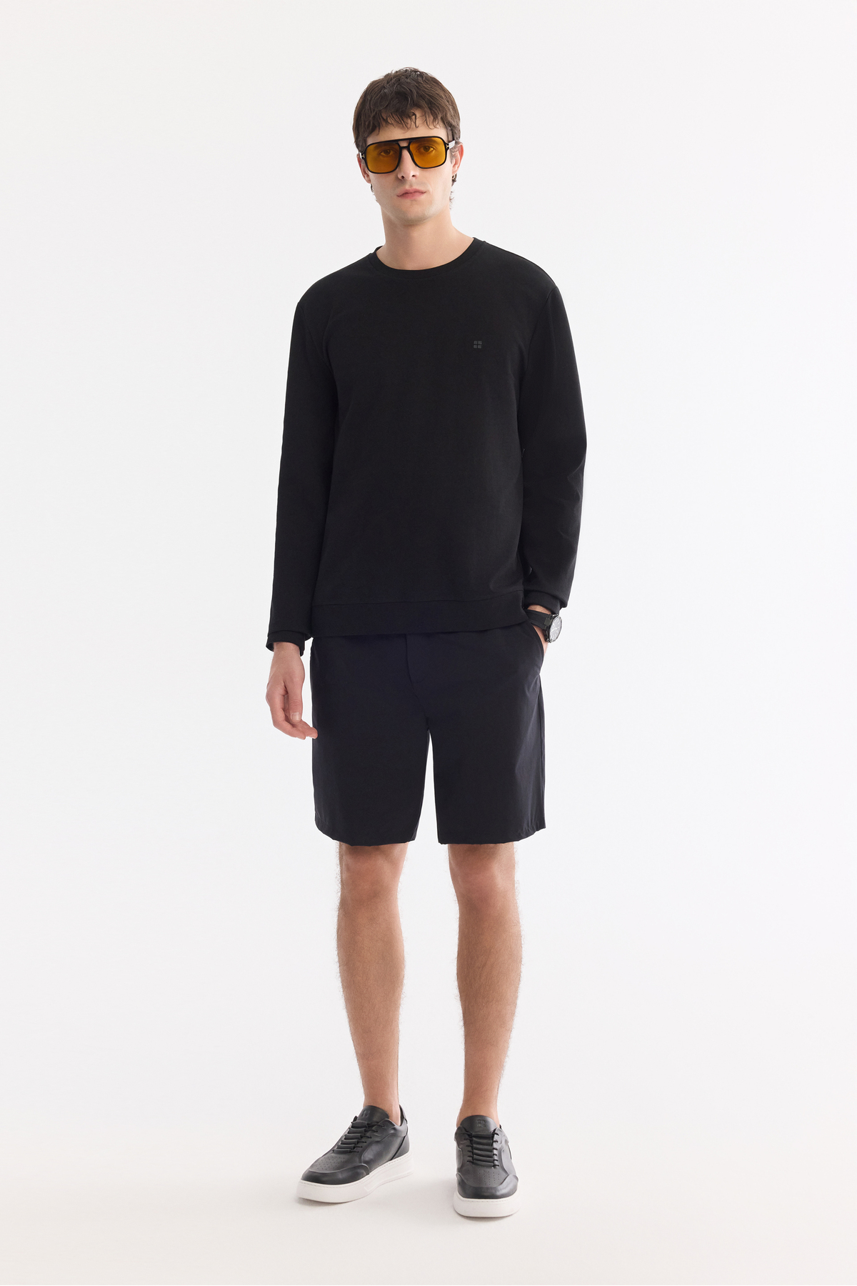 Avva  Erkek Siyah Bisiklet Yaka Esnek Yumuşak Doku İnterlok Kumaş Regular Fit Sweatshirt B001100 - Görsel 6