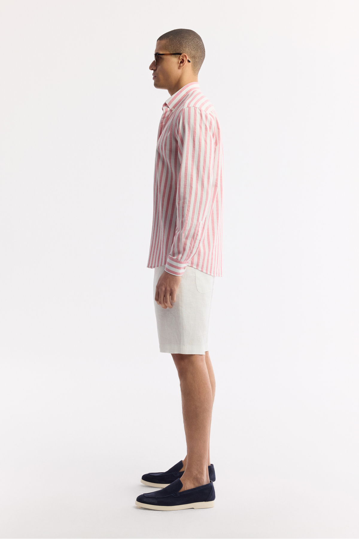 Avva  Erkek Kırmızı Düğmeli Yaka Çizgili %100 Pamuk Comfort Fit Gömlek A51Y2167 - Görsel 3